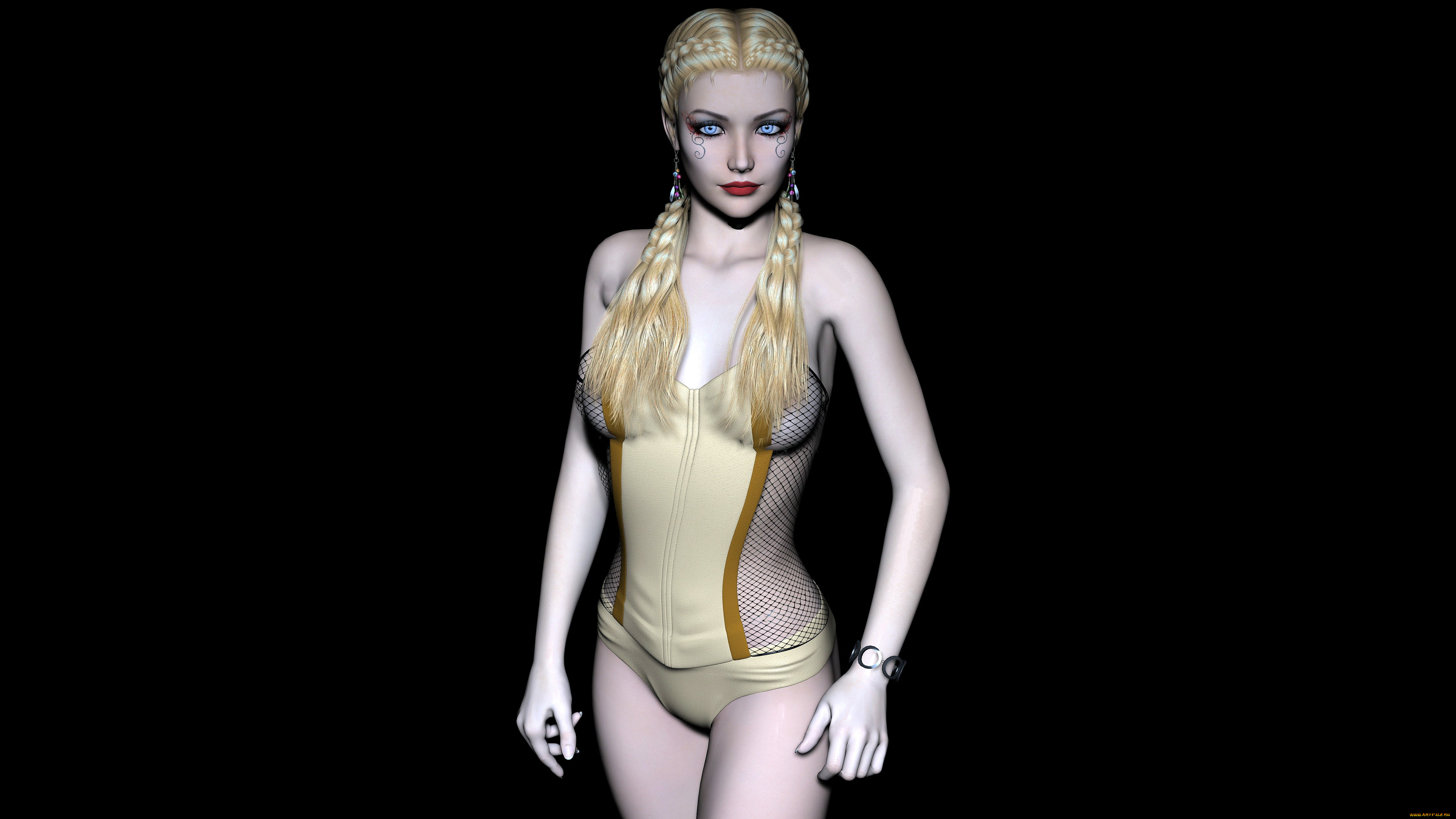 fr, , fantine, 3д, графика, people, , люди, девушка, взгляд, грудь, фон, блондинка