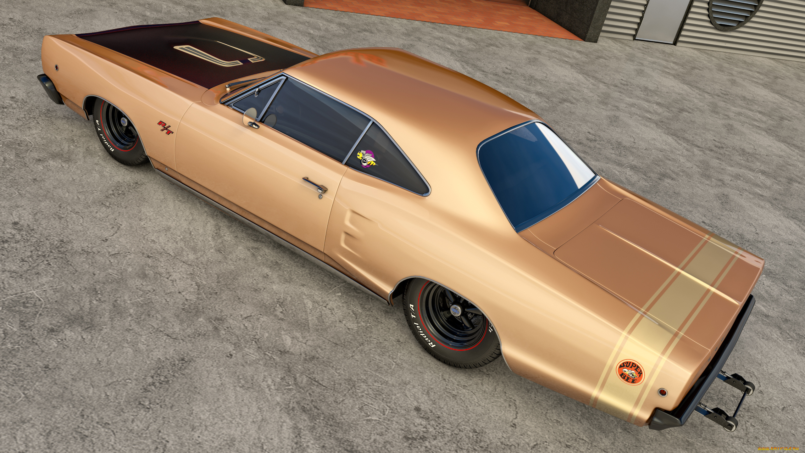 автомобили, 3д, 1968г, фон, dodge