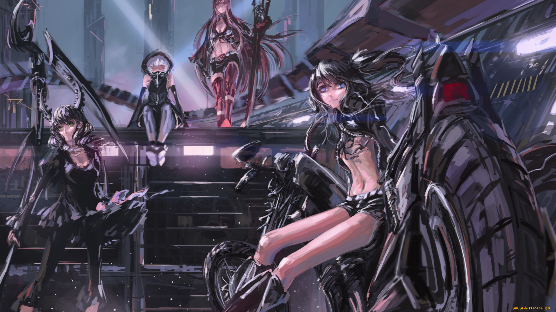 аниме, black, rock, shooter, девушки