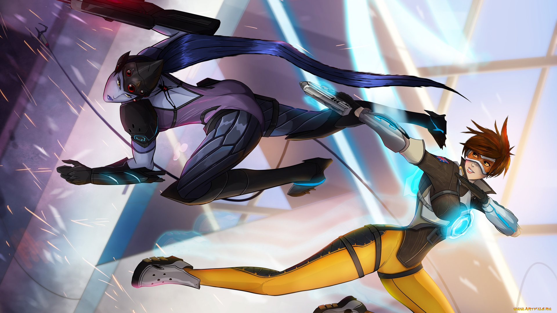 видео, игры, overwatch, widowmaker, art, blizzard, amelie, lacroix, tracer, lena, oxton