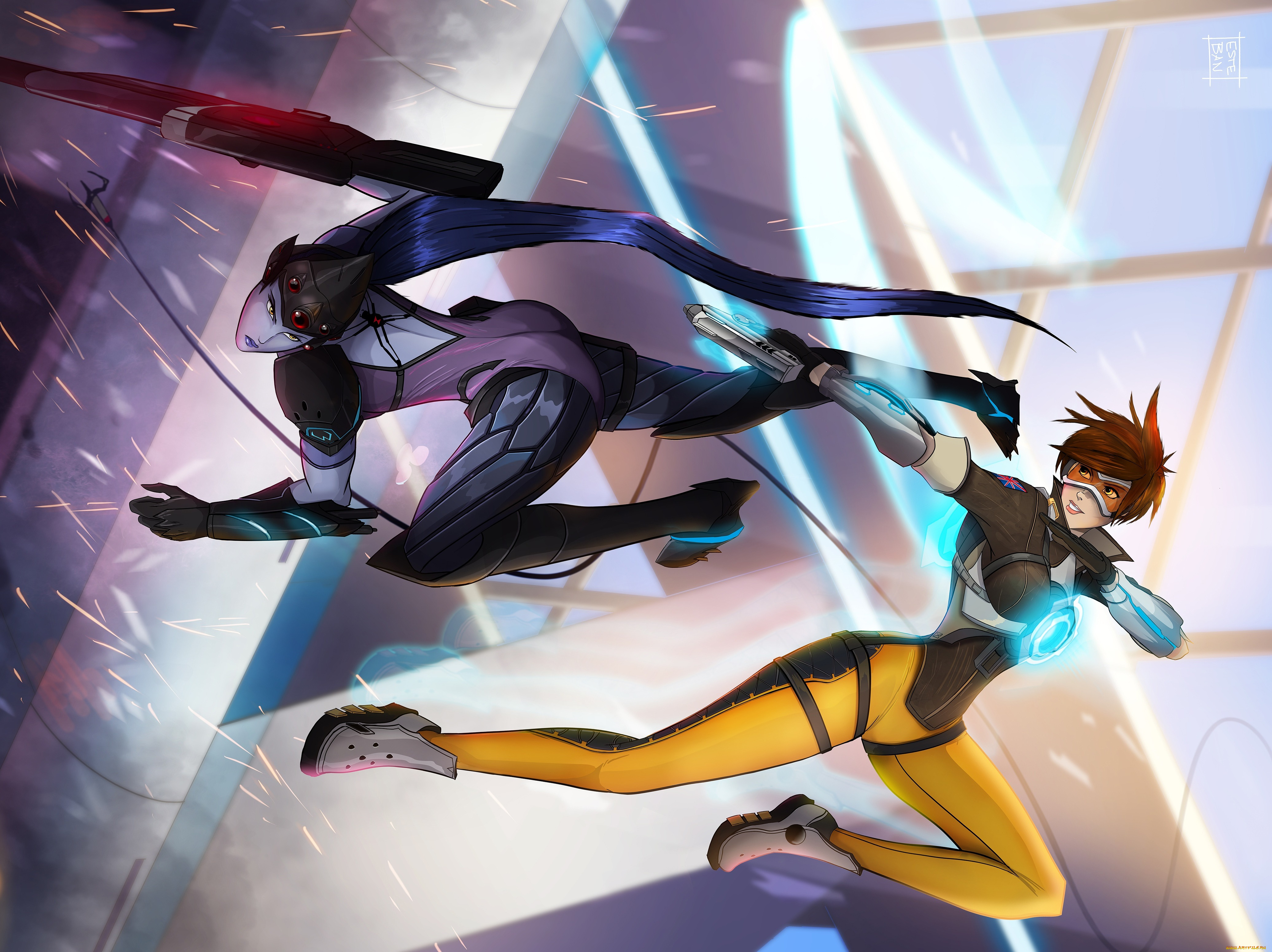 видео, игры, overwatch, widowmaker, art, blizzard, amelie, lacroix, tracer, lena, oxton