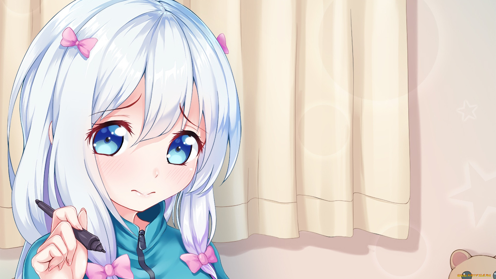 аниме, eromanga-sensei, фон, взгляд, девушка