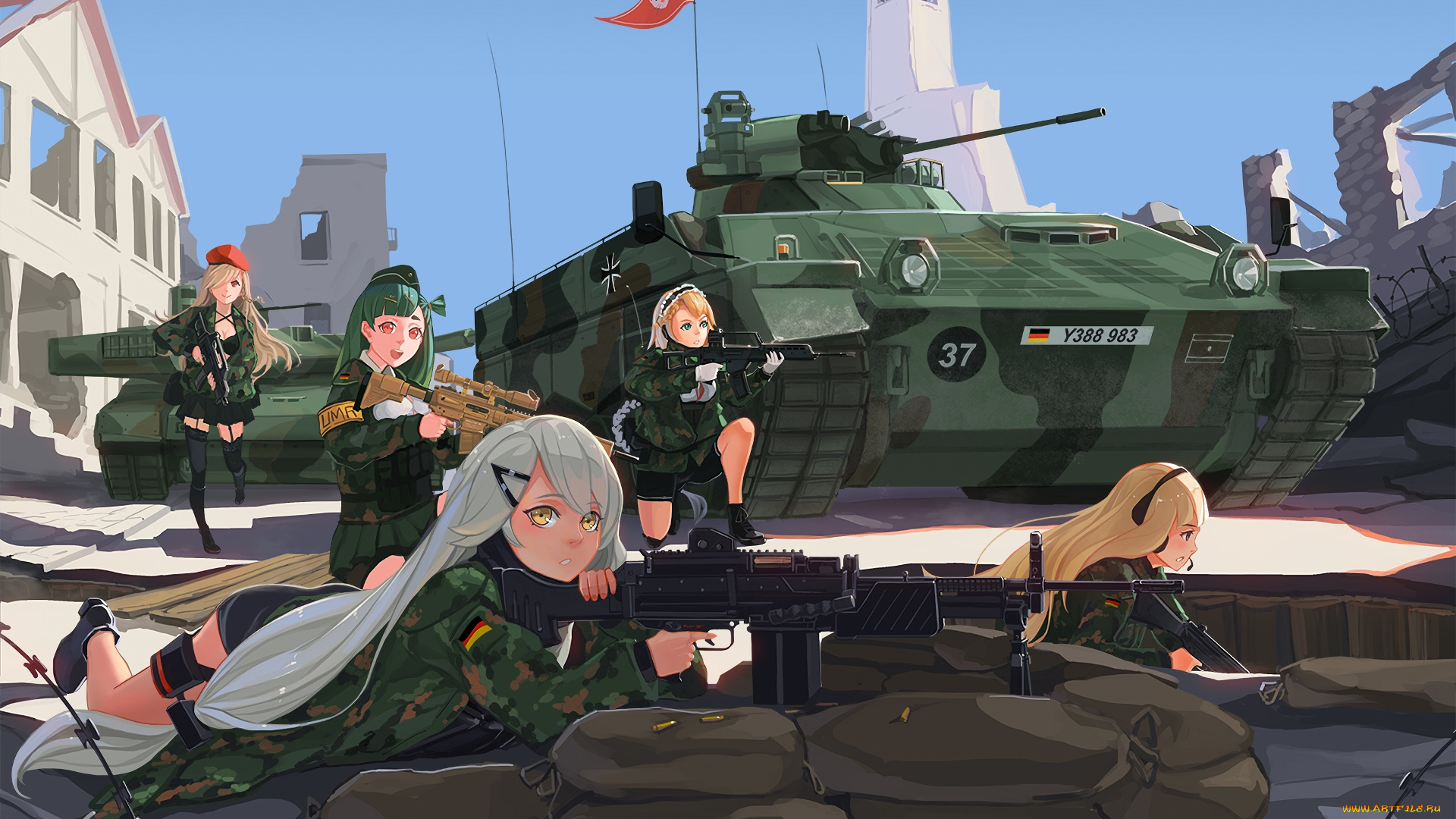 аниме, girls, frontline, взгляд, девушки, фон