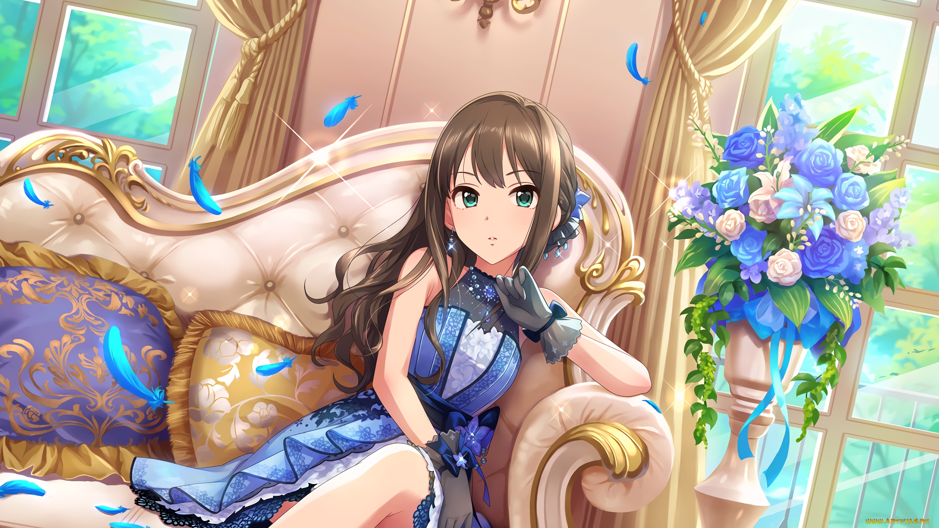 аниме, idolm@ster, девушка, взгляд, фон