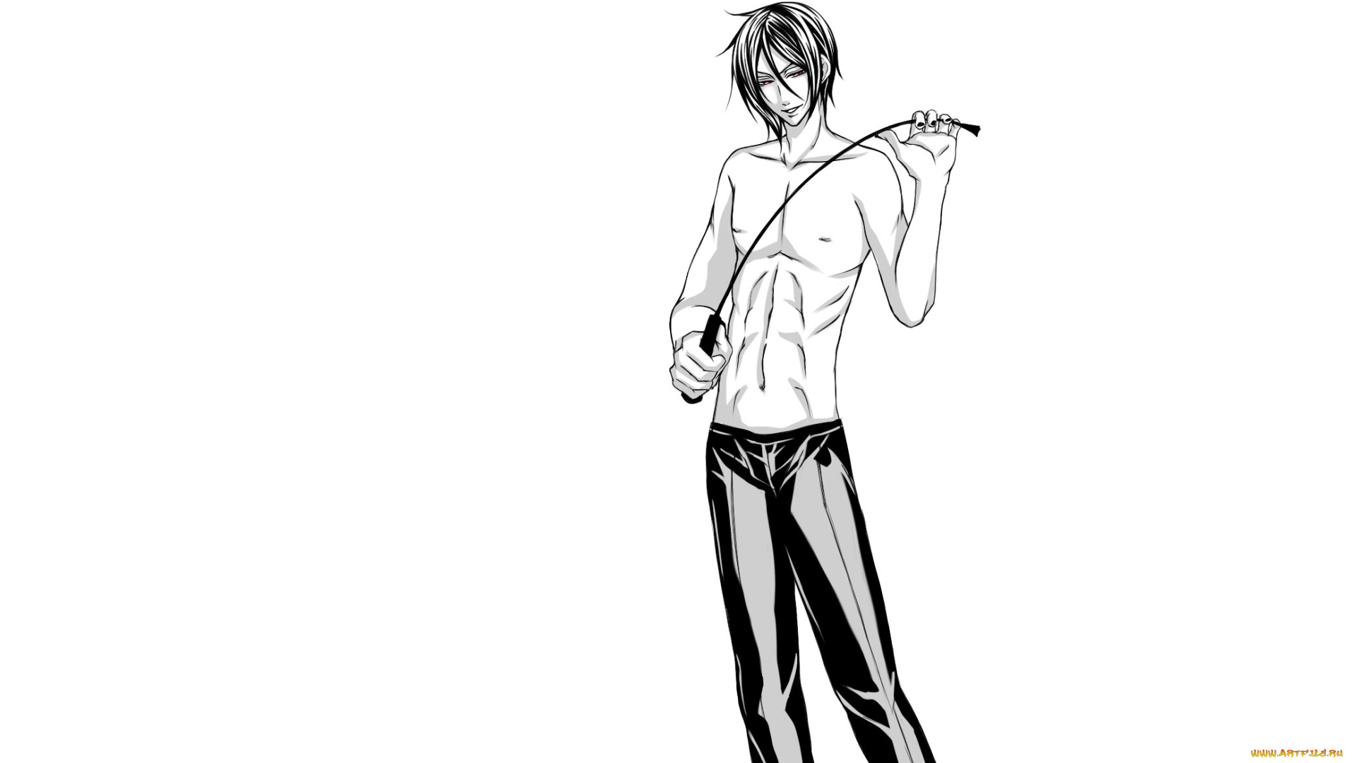 аниме, kuroshitsuji, брюки, стек, демон, торс, дворецкий