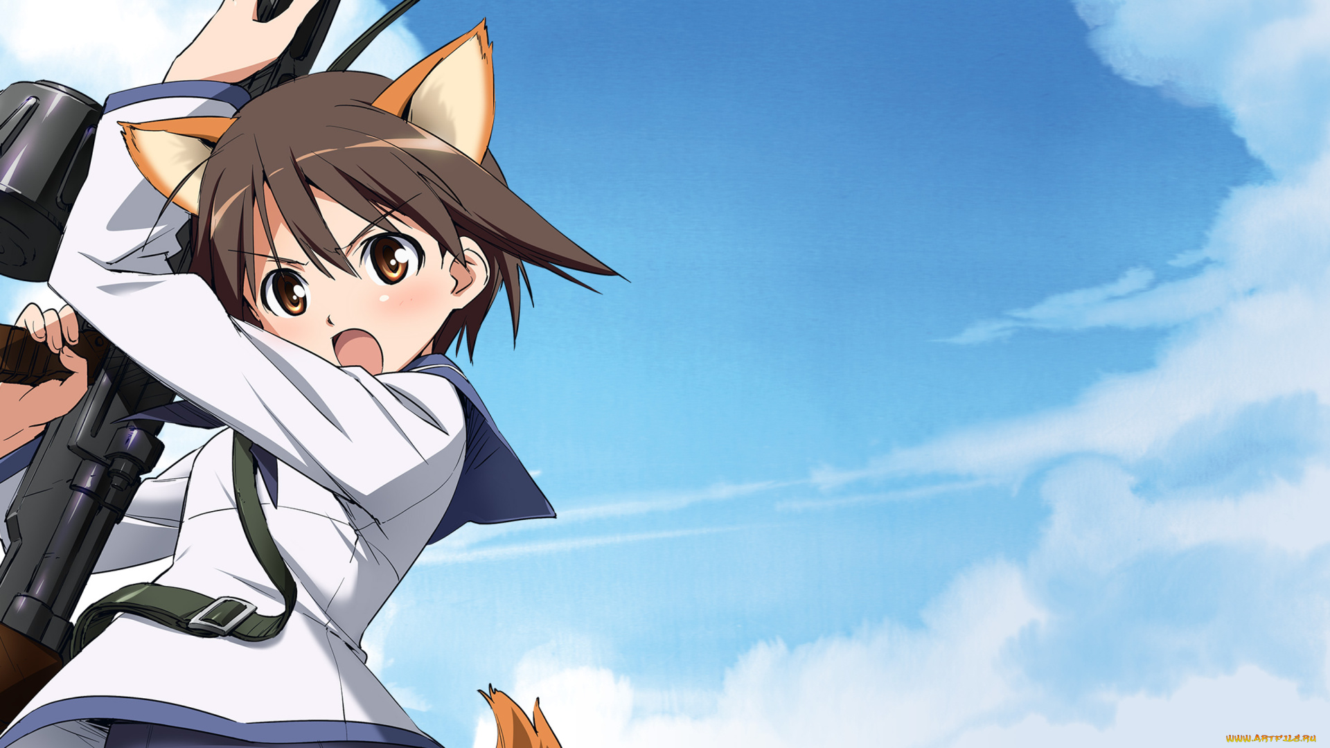 аниме, оружие, , техника, , технологии, девушка, взгляд, фон