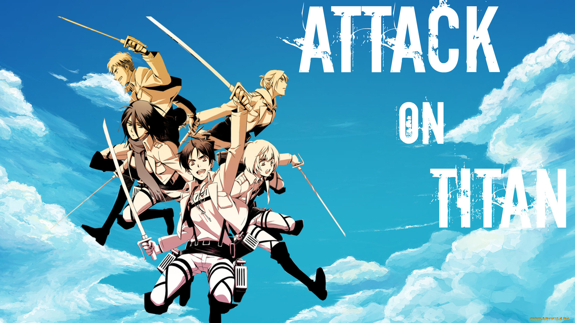 аниме, shingeki, no, kyojin, атака, титанов