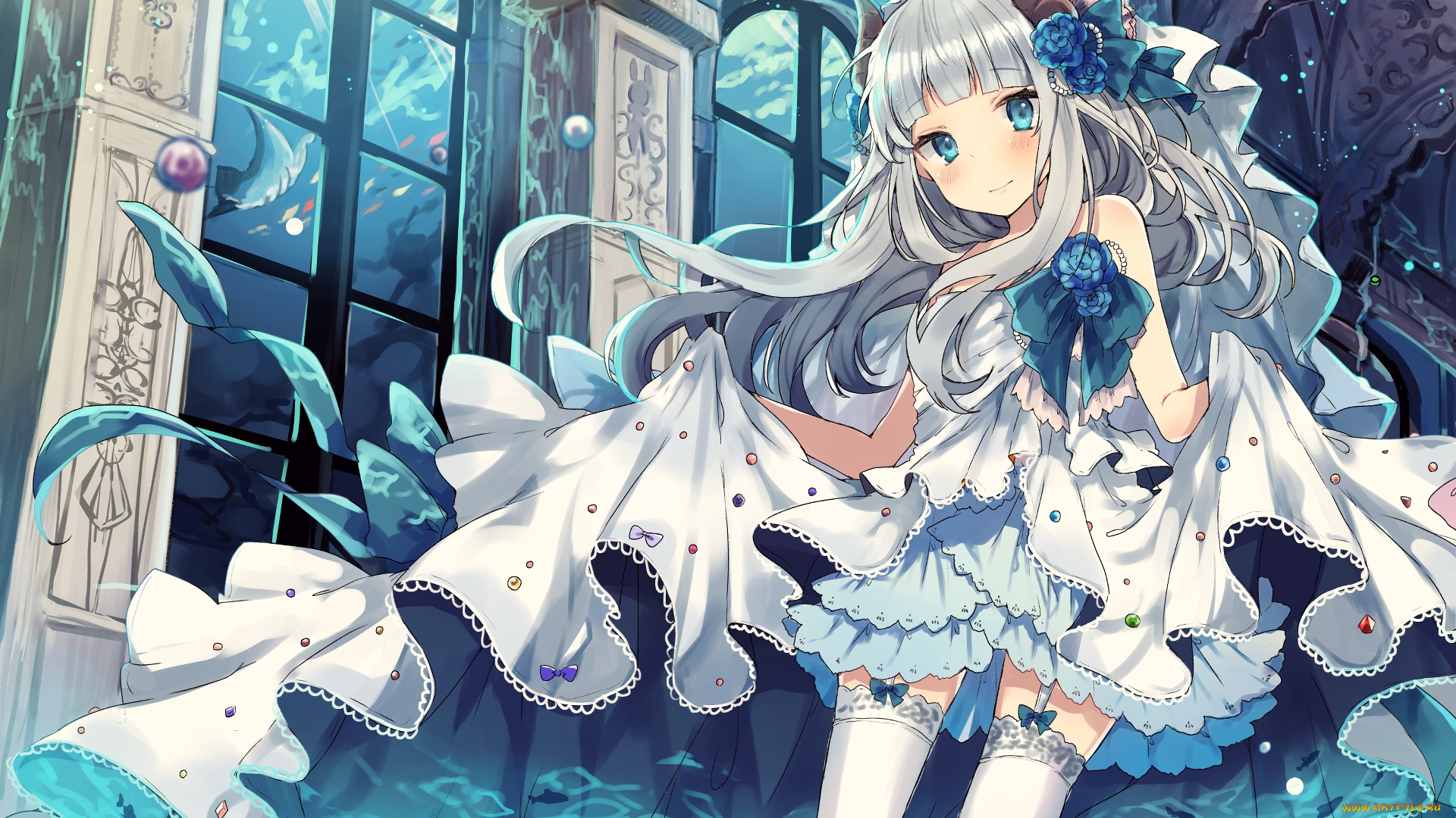 аниме, unknown, , другое, девушка, взгляд, фон