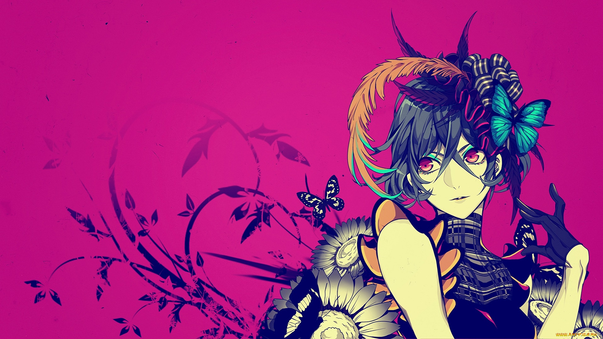 аниме, unknown, , другое, девушка, взгляд, фон