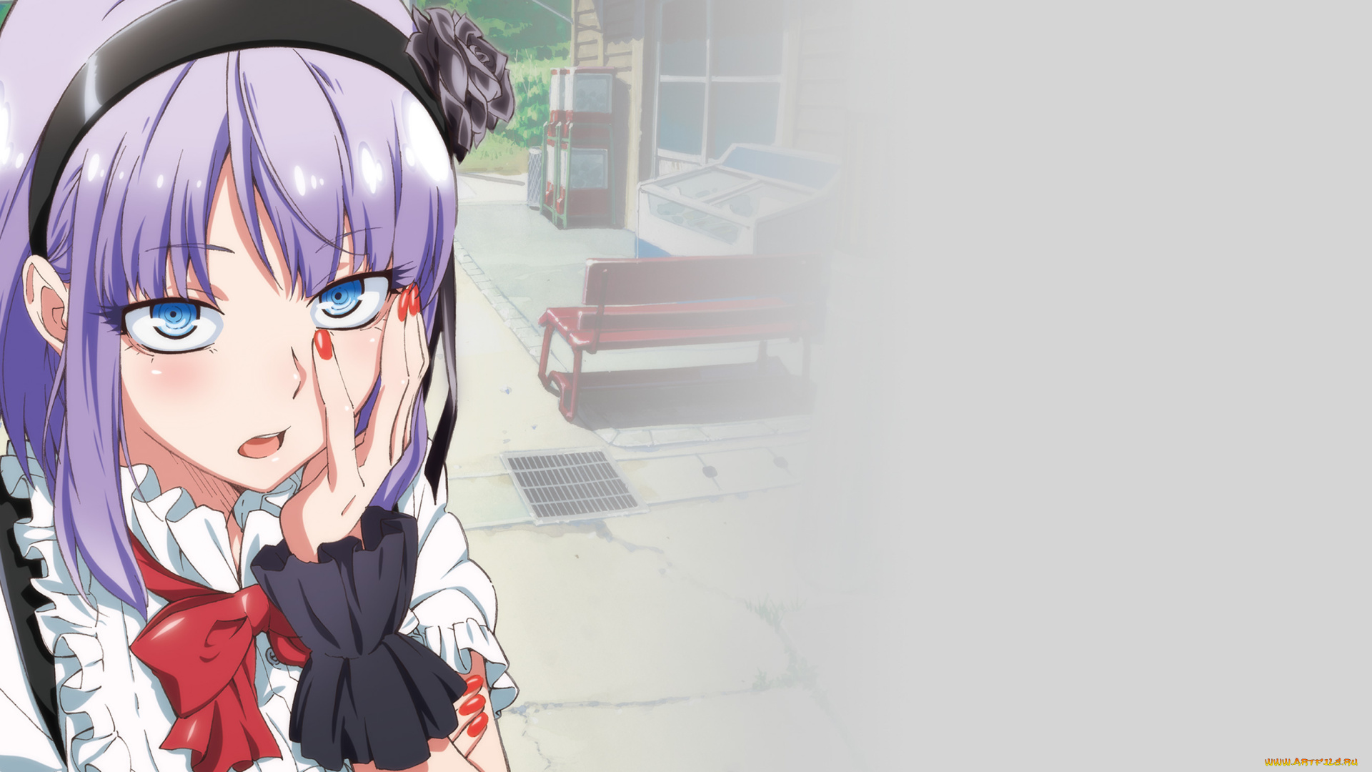 dagashi, kashi, аниме, фон, взгляд, девушка