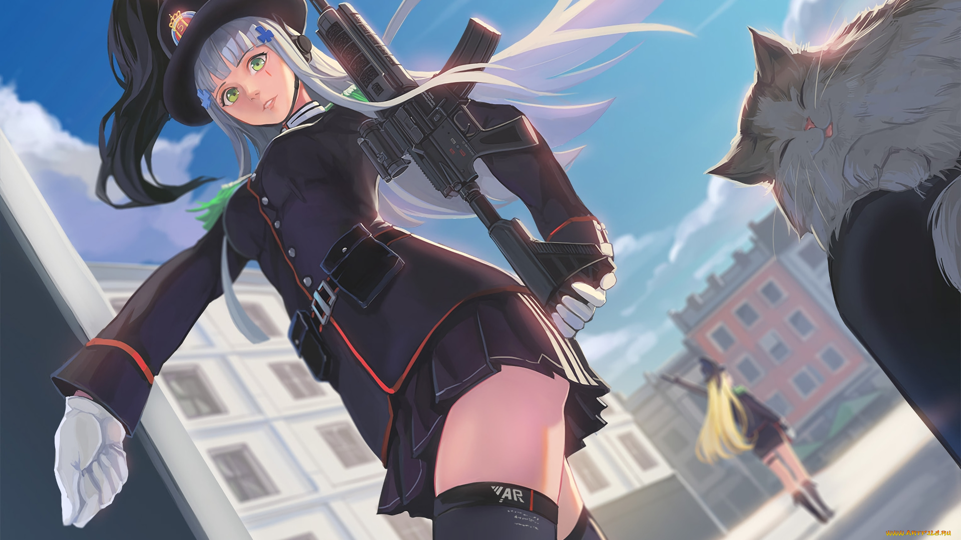 girls, frontline, аниме, фон, взгляд, девушка