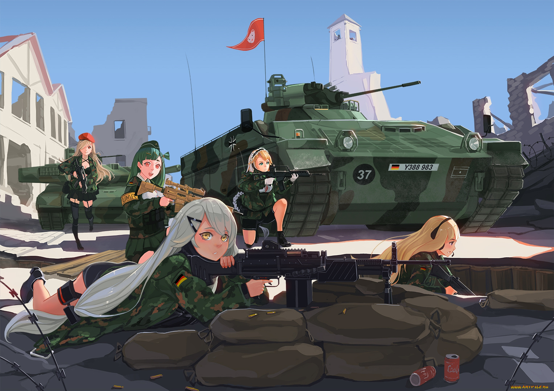 аниме, girls, frontline, взгляд, девушки, фон
