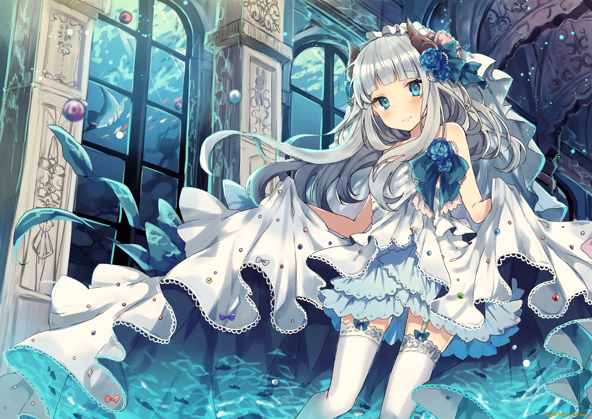 аниме, unknown, , другое, девушка, взгляд, фон