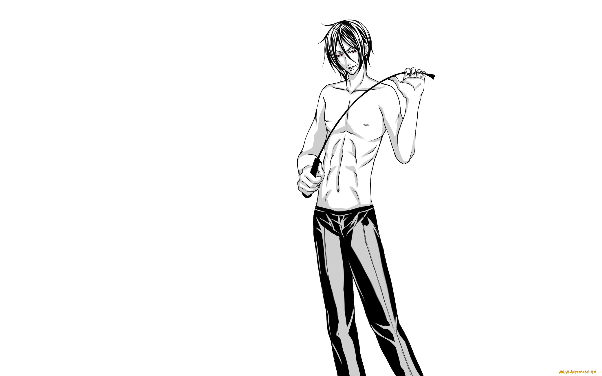 аниме, kuroshitsuji, брюки, стек, демон, торс, дворецкий