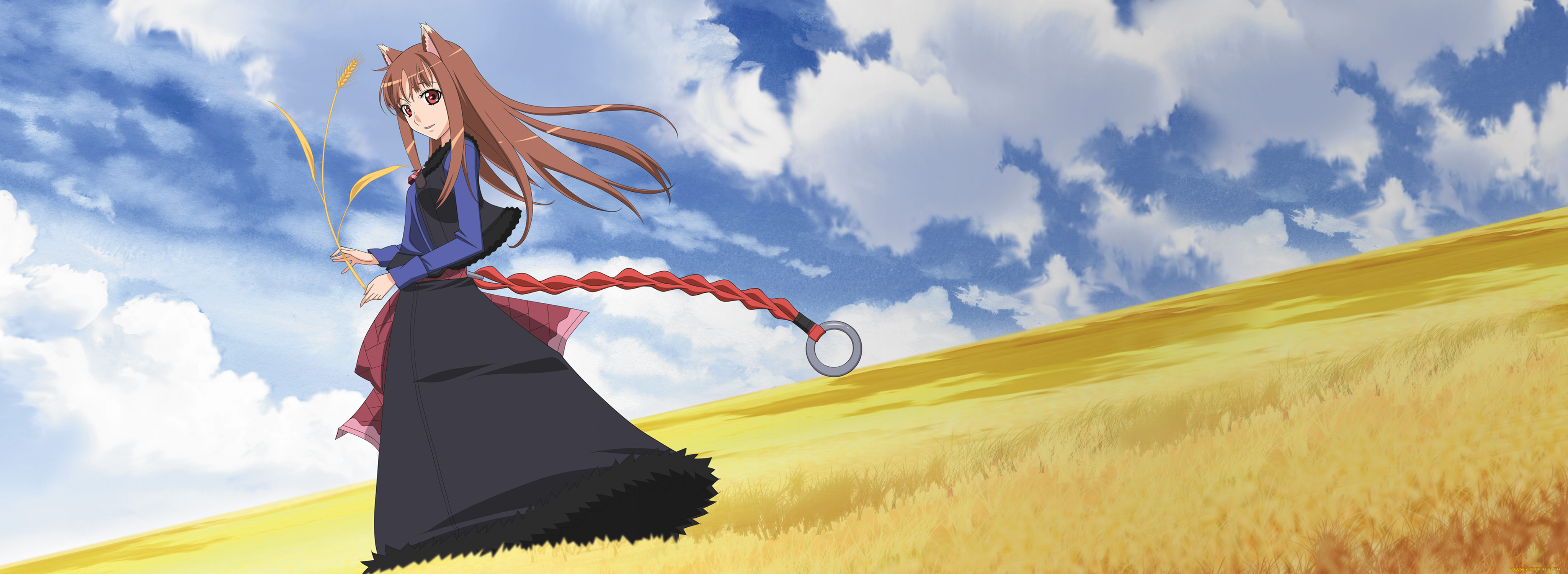 аниме, spice, and, wolf, девушка, фон, взгляд