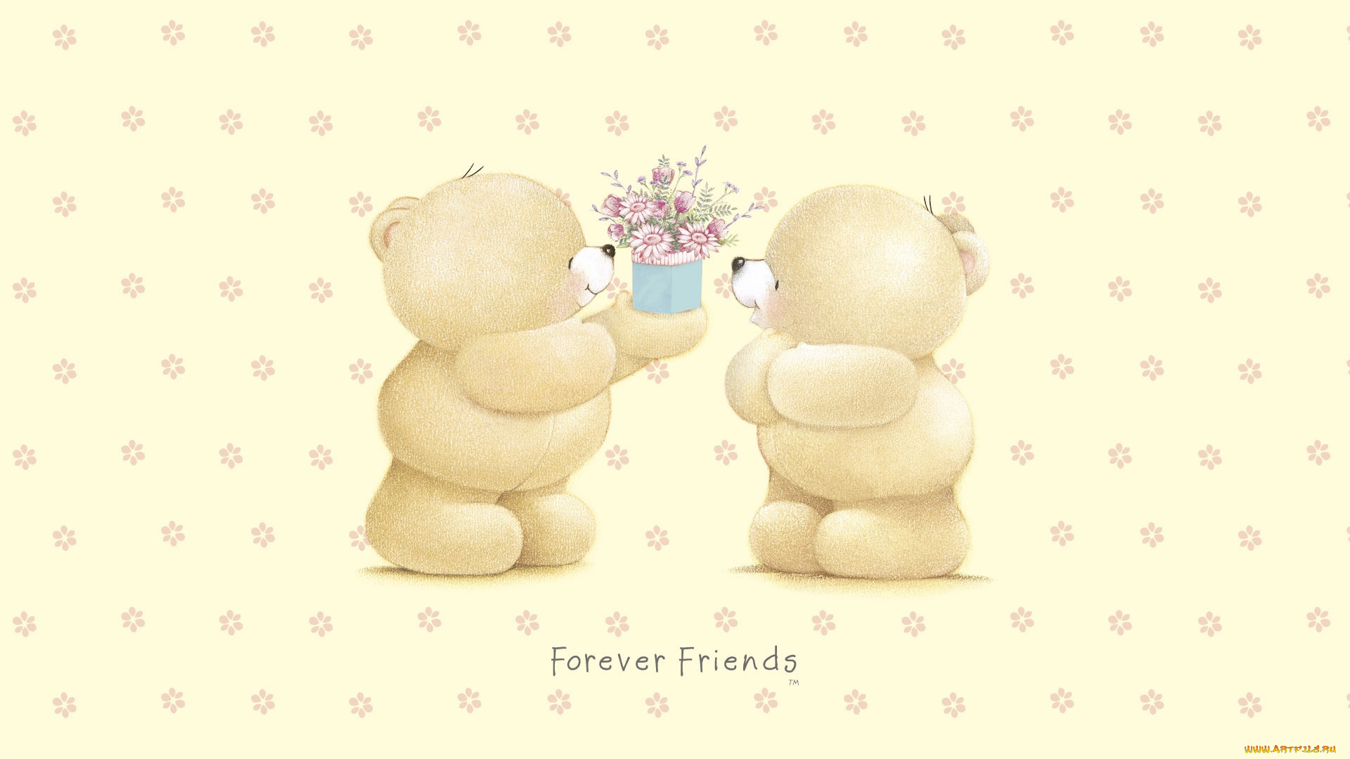 рисованное, мишки, тэдди, детская, teddy, bears, подарок, цветочки, арт, forever, friends, deckchair, bear, мишка