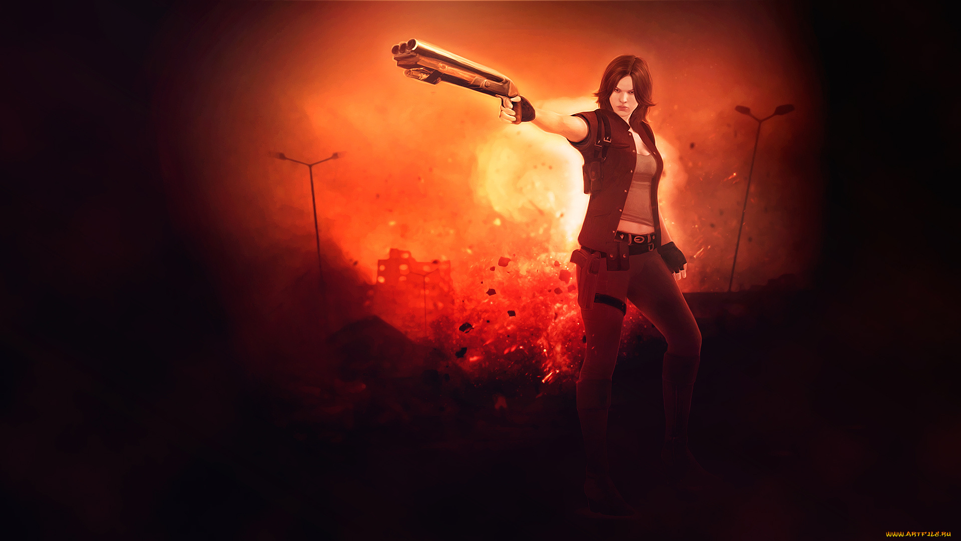 видео, игры, resident, evil, 6, обрез, взгляд, фон, девушка