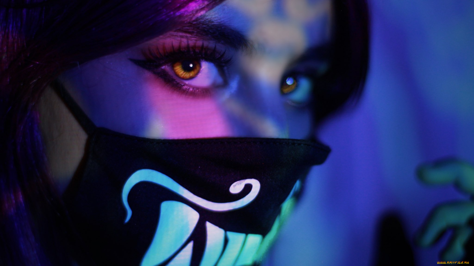 девушки, -, креатив, , косплей, лицо, маска