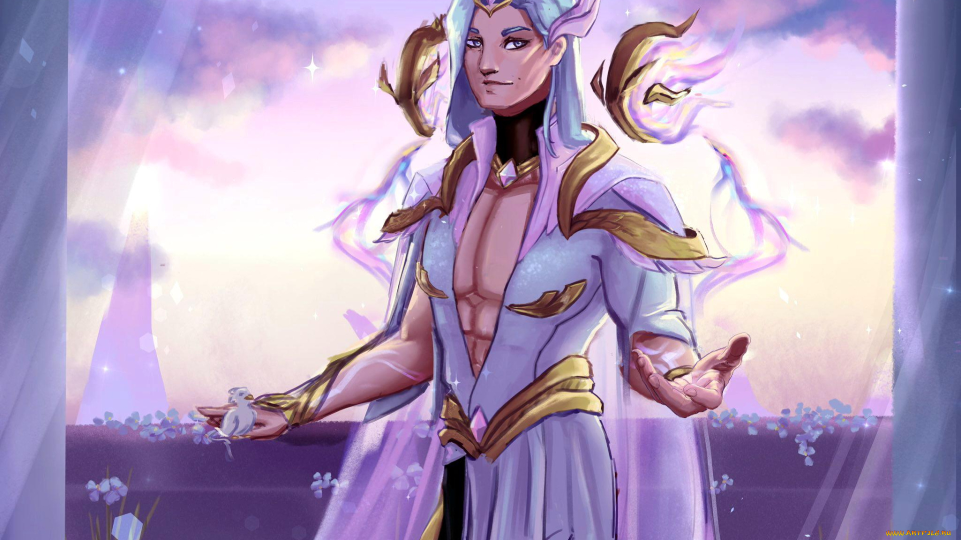 видео, игры, league, of, legends, парень, цветы, балкон