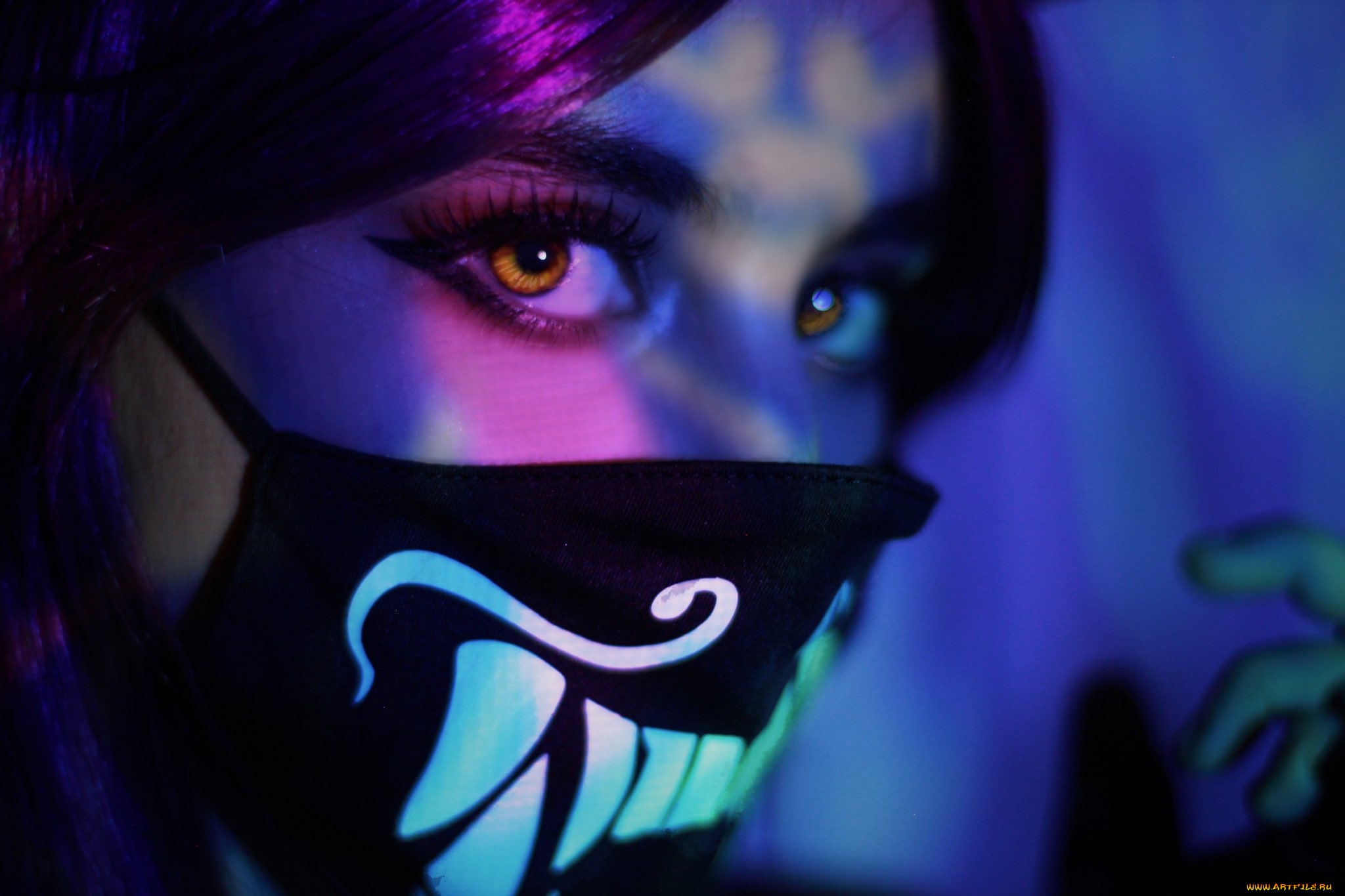 девушки, -, креатив, , косплей, лицо, маска