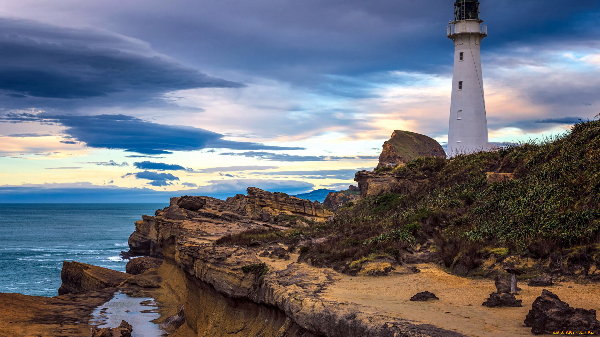 castle, point, lighthouse, new, zealand, природа, маяки, castle, point, lighthouse, new, zealand