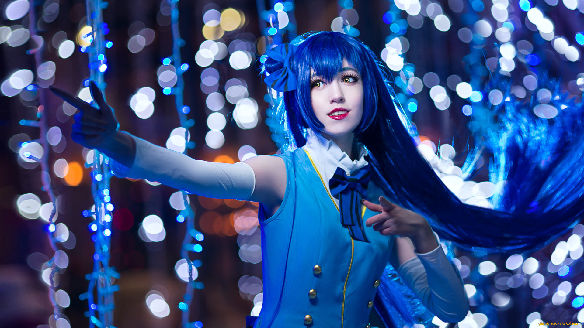 девушки, -, креатив, , косплей, девушка, фон, взгляд, униформа