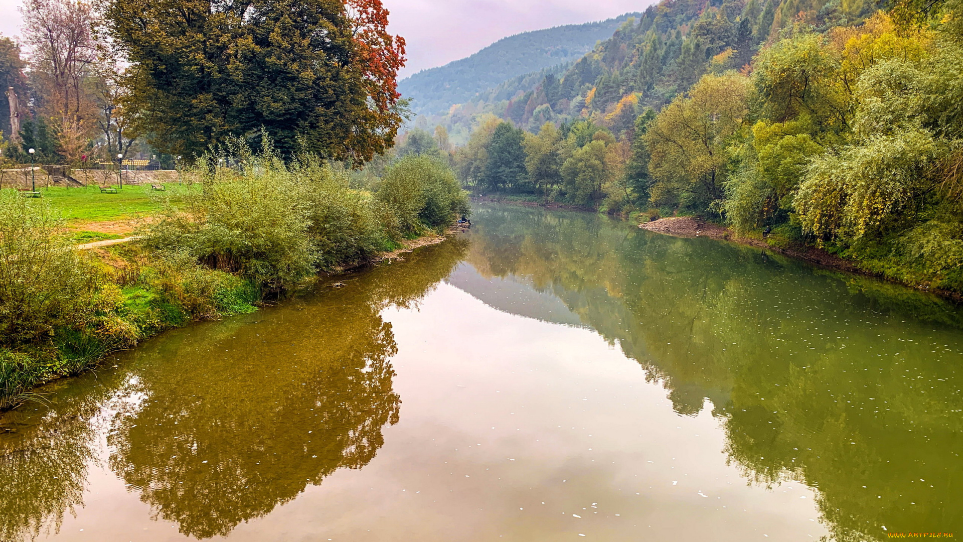 природа, реки, озера, горы, река, осень