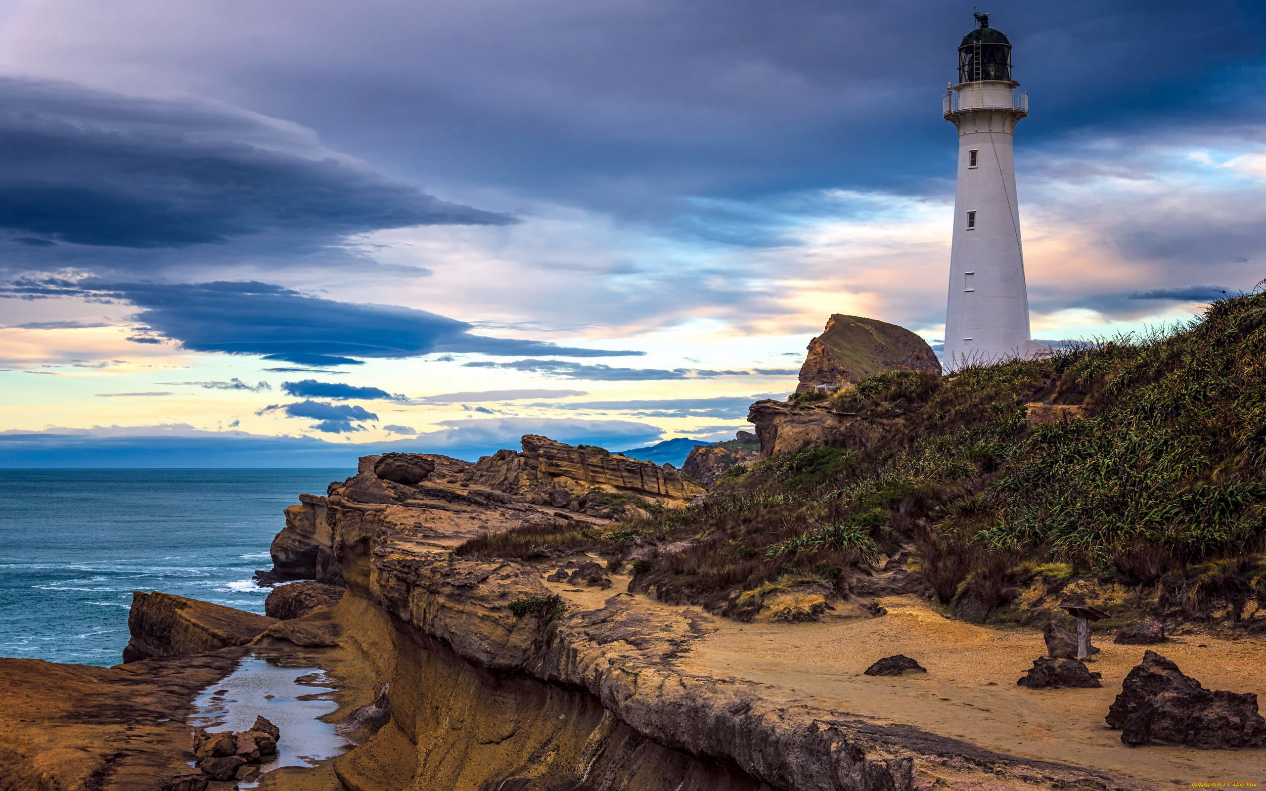 castle, point, lighthouse, new, zealand, природа, маяки, castle, point, lighthouse, new, zealand
