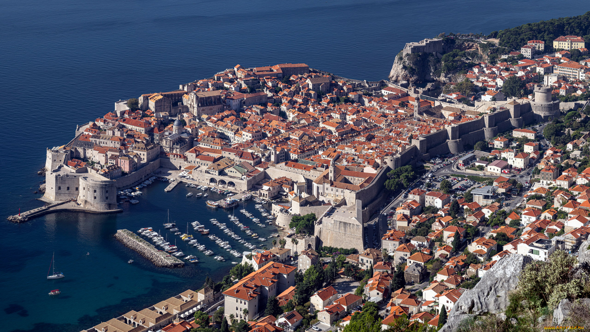 города, дубровник, , хорватия, панорама