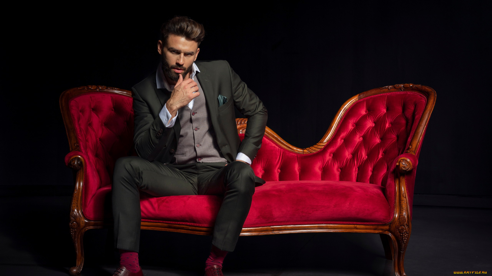 мужчины, -unsort, костюм, жилет, рубашка