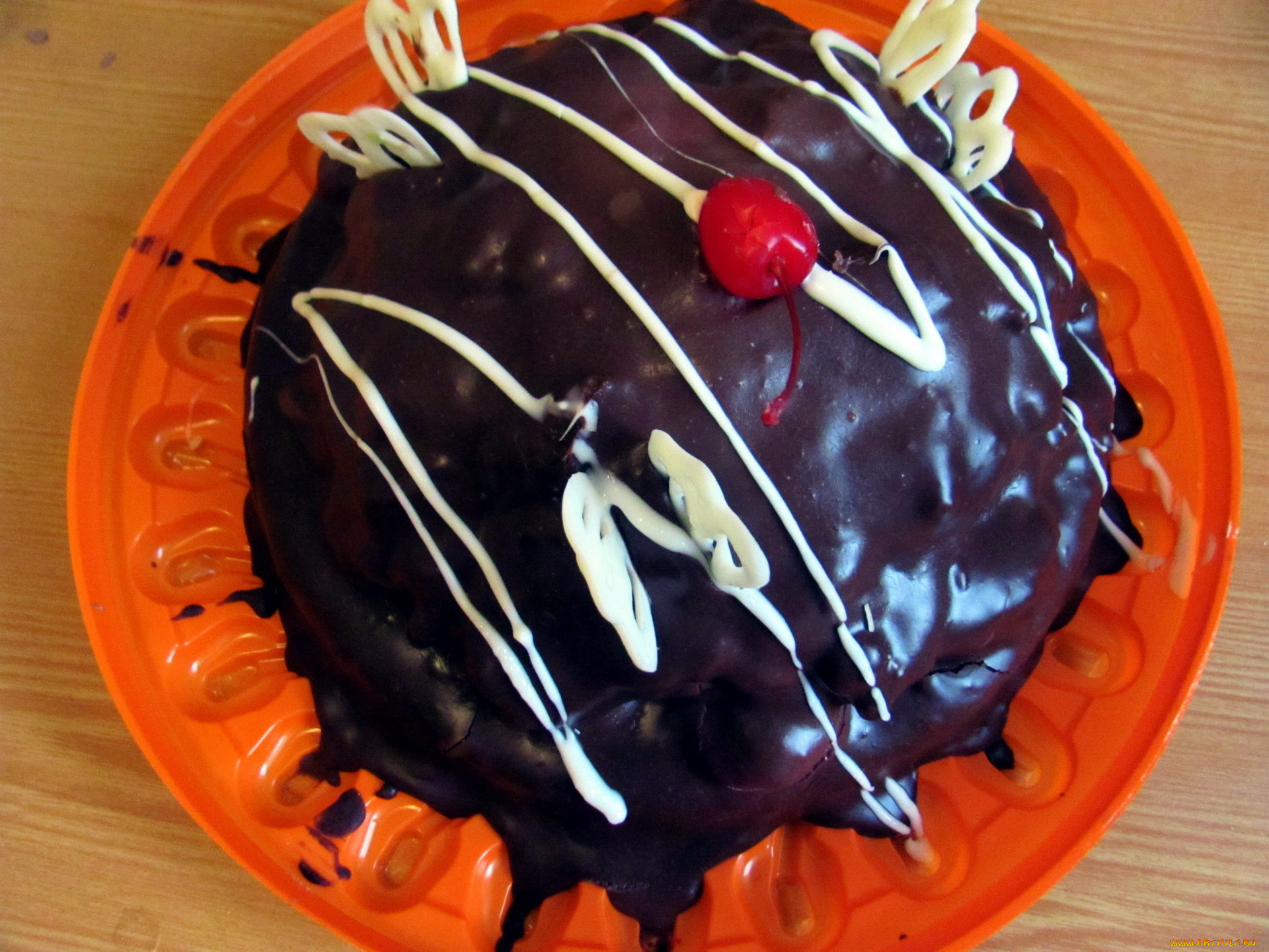 еда, торты, шоколадный, торт, вишенка