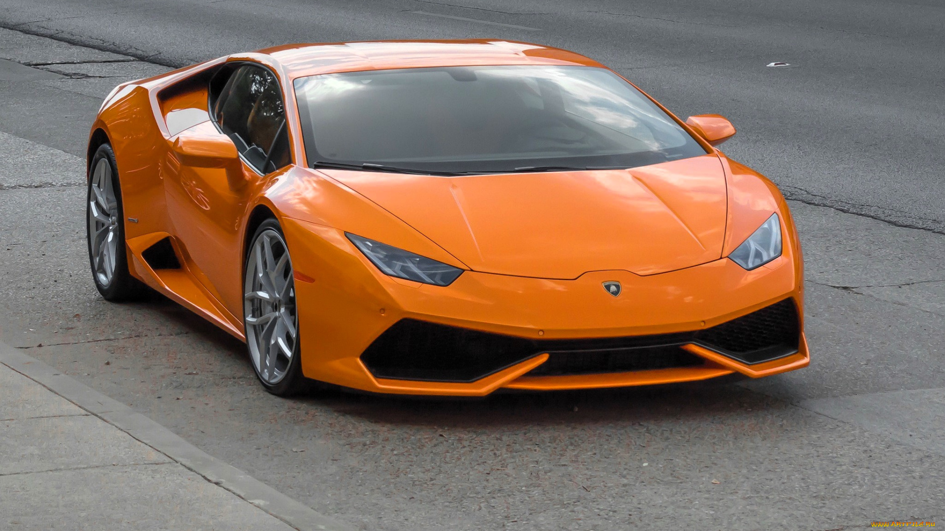 автомобили, lamborghini, оранжевый, шоссе