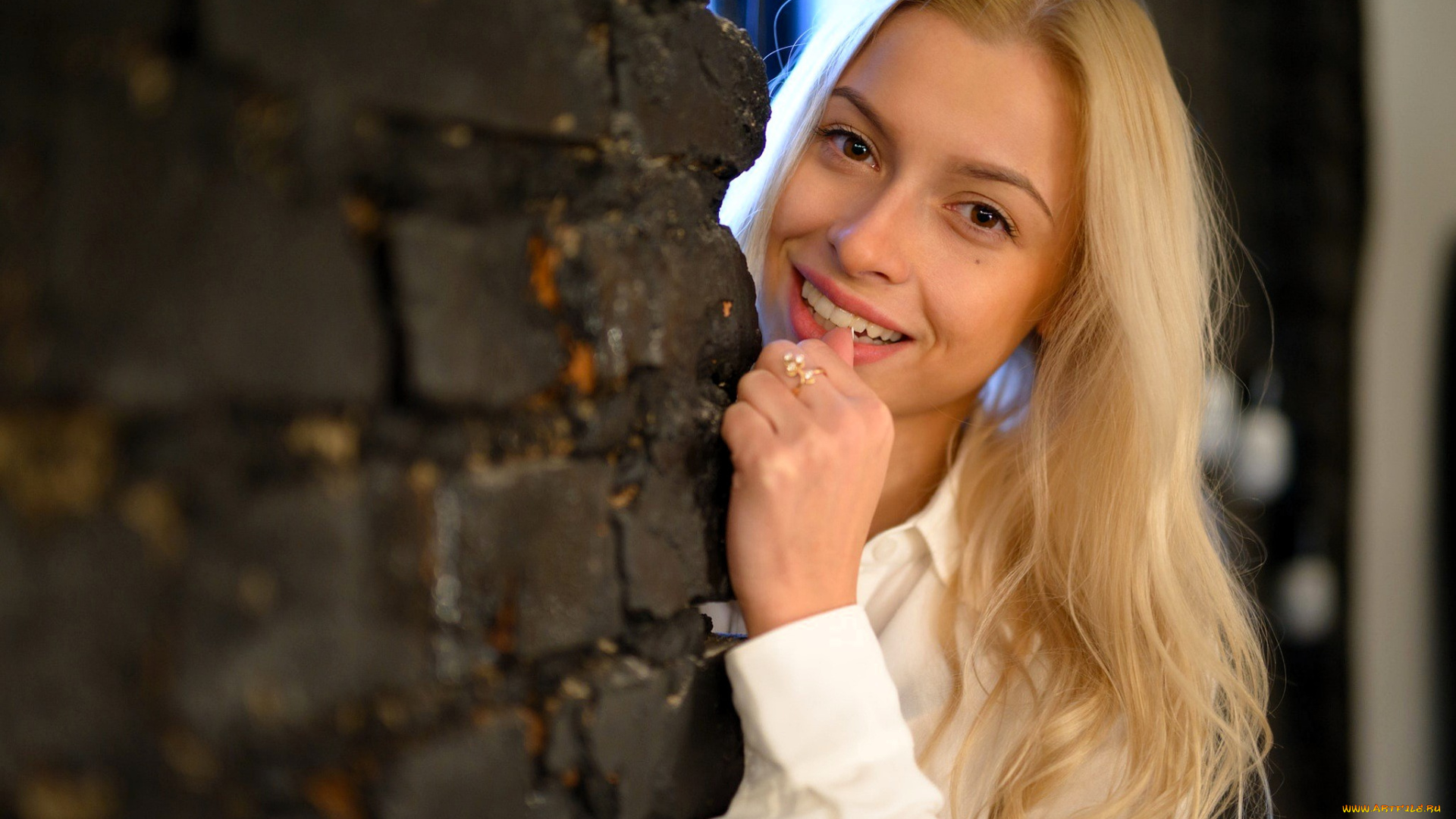 olga, kuzmenkova, девушки, -, лица, , портреты, блузка, блондинка, лицо, стена