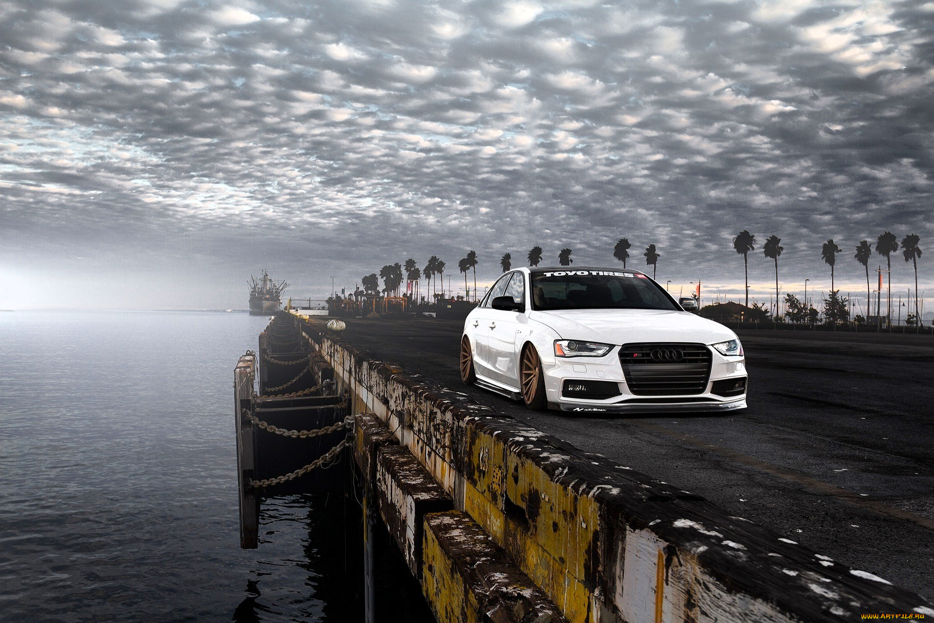 audi, rs4, автомобили, audi, белый, набережная