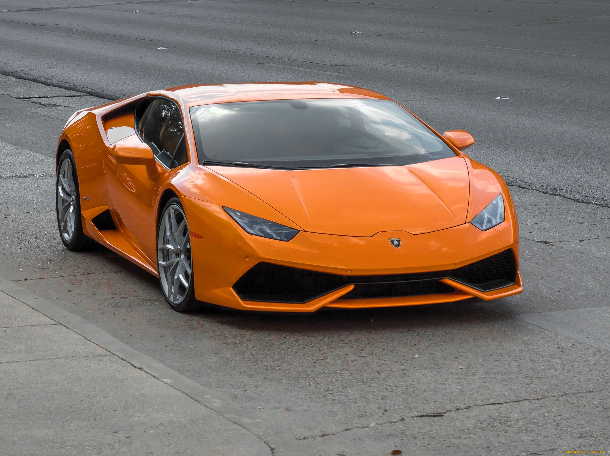 автомобили, lamborghini, оранжевый, шоссе