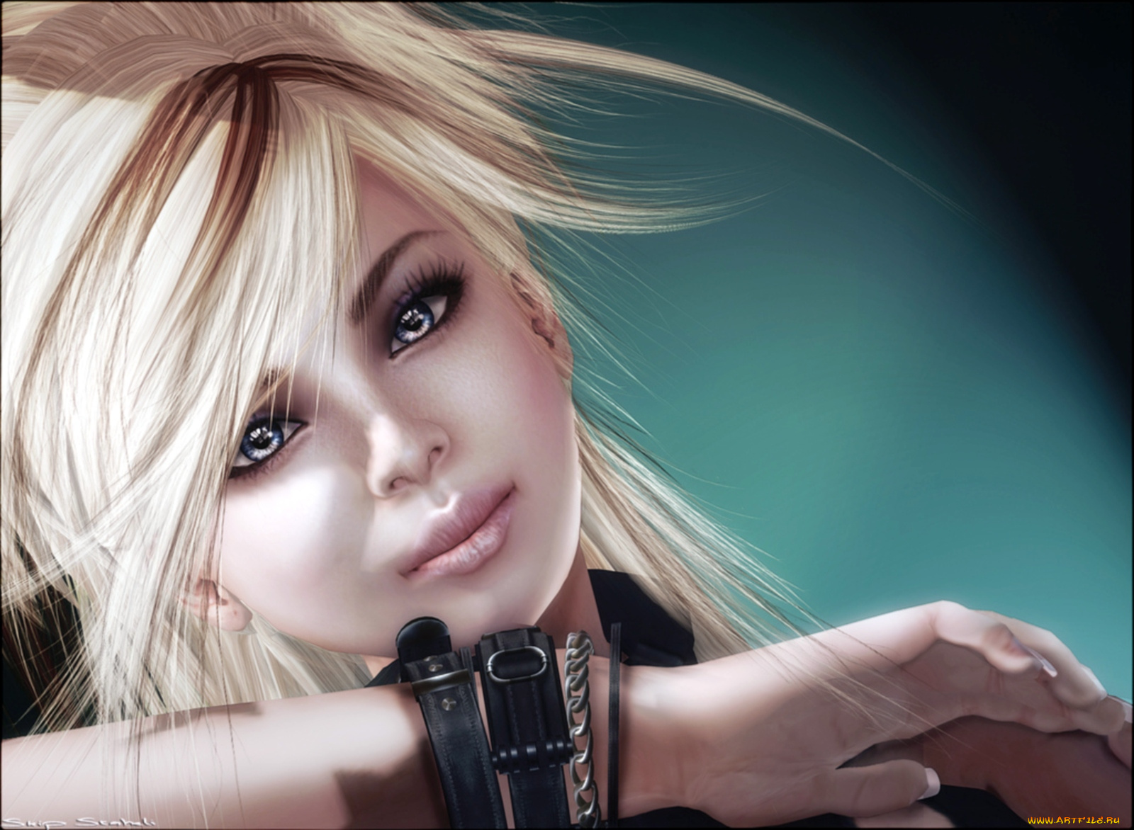 3д, графика, portraits, портрет, девушка, волосы, блондинка