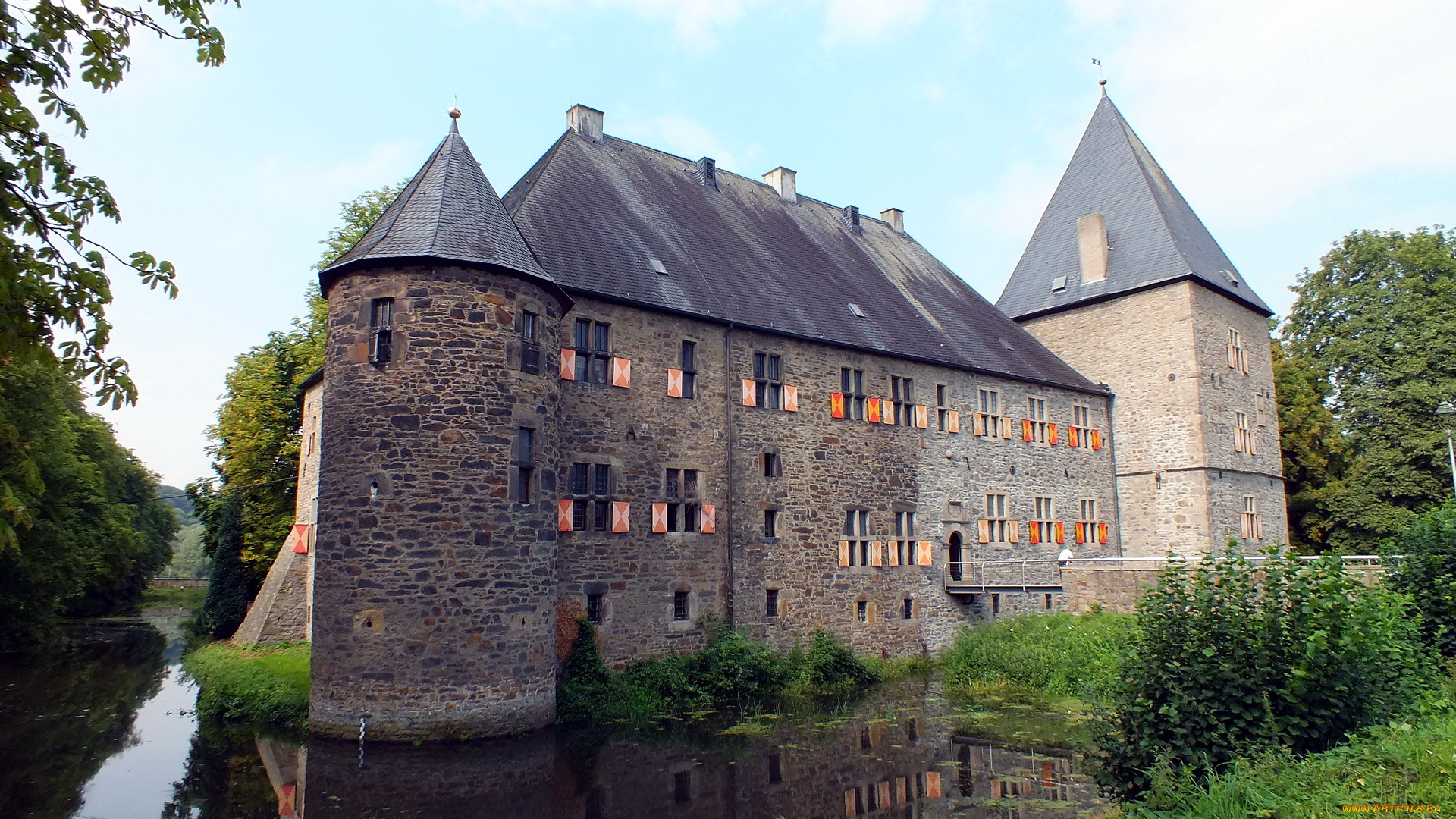 burg, haus, kemnade, германия, города, дворцы, замки, крепости, вода, ров