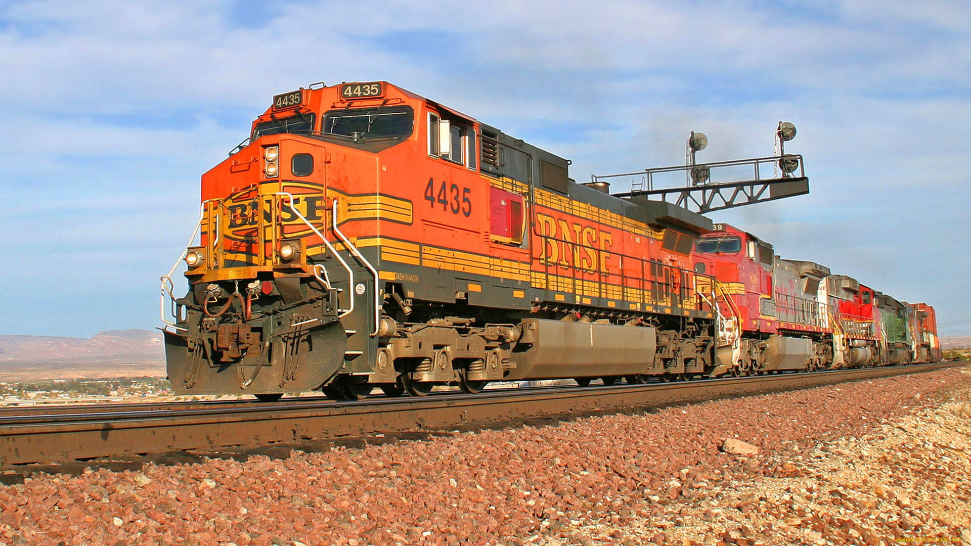 burlington, northern, техника, поезда, рельсы, насыпь, поезд