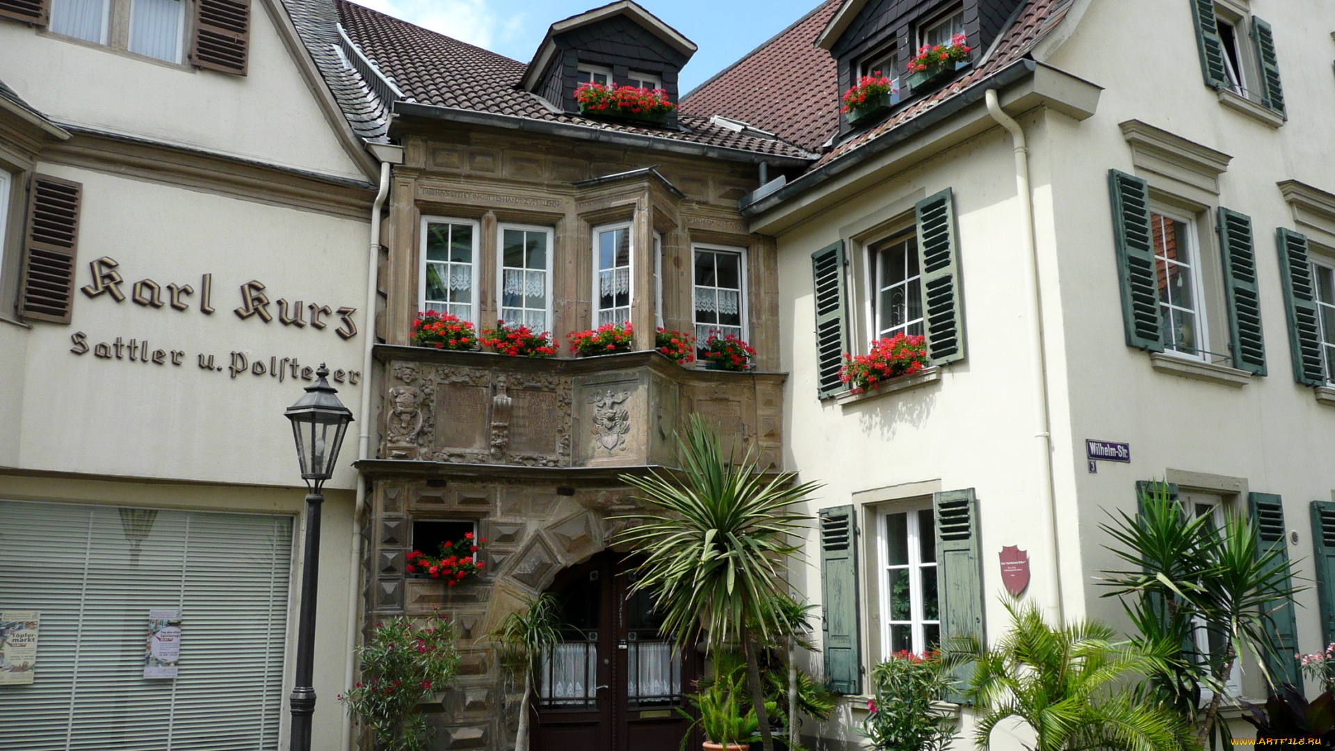 германия, бад, зобернхайм, города, здания, дома, дом, цветник