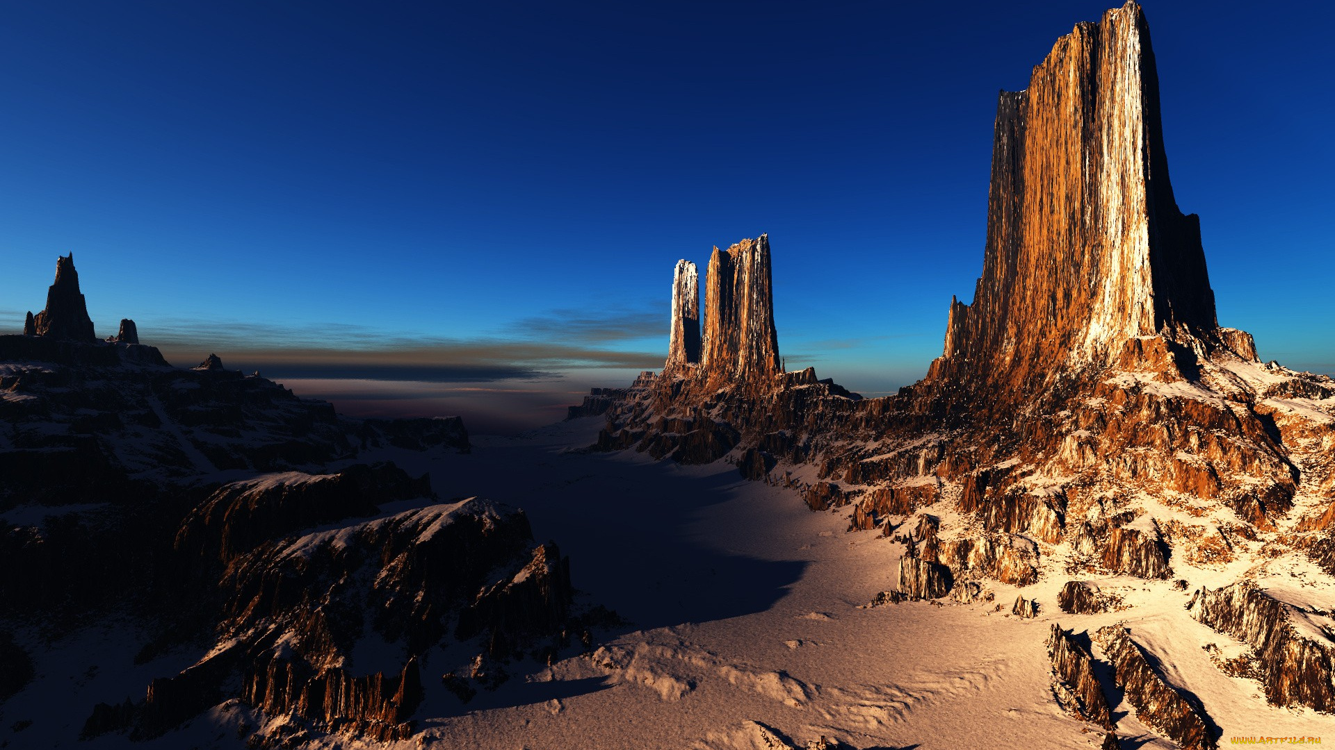 природа, горы, небо, уступы, голубое, скалы