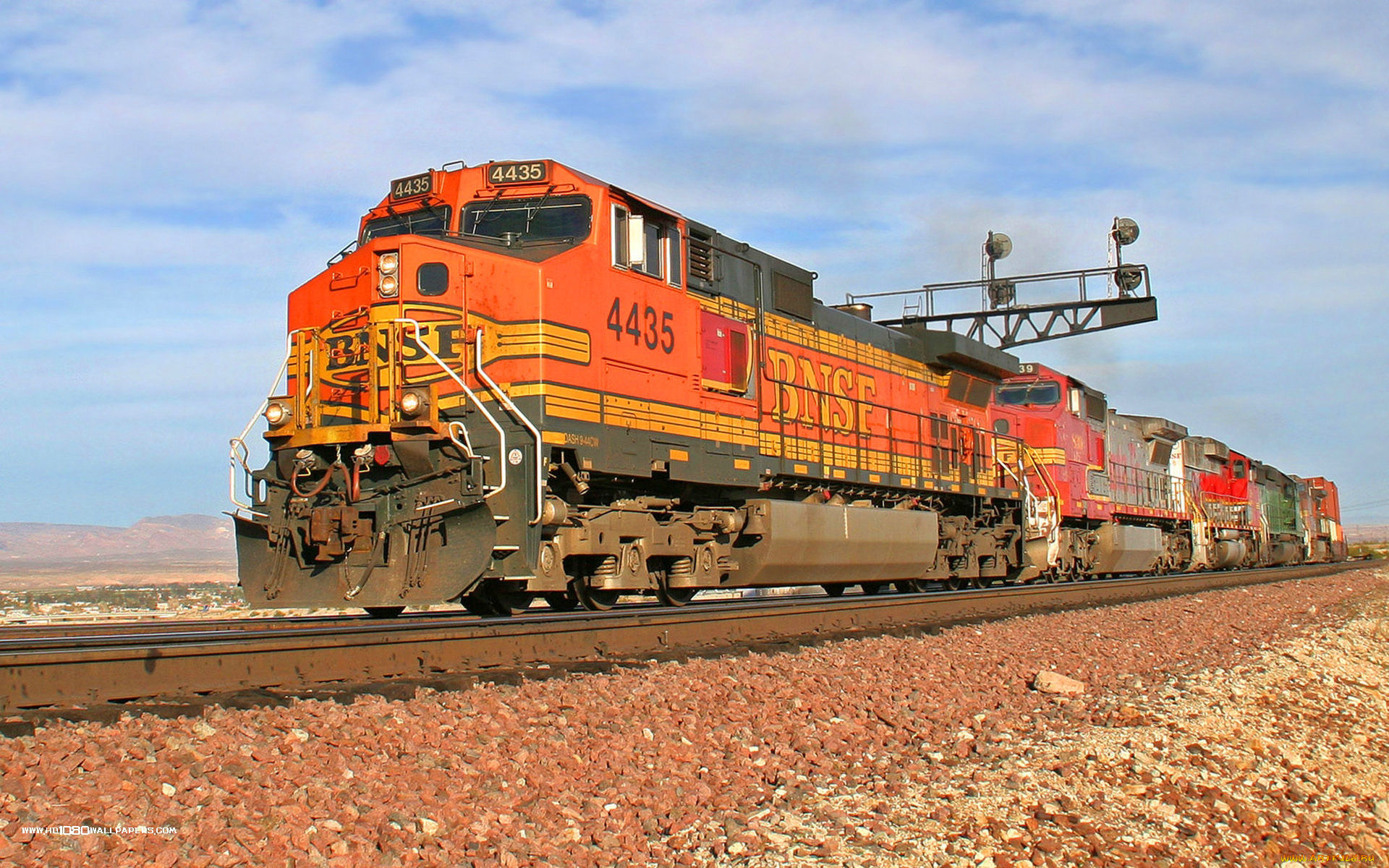 burlington, northern, техника, поезда, рельсы, насыпь, поезд