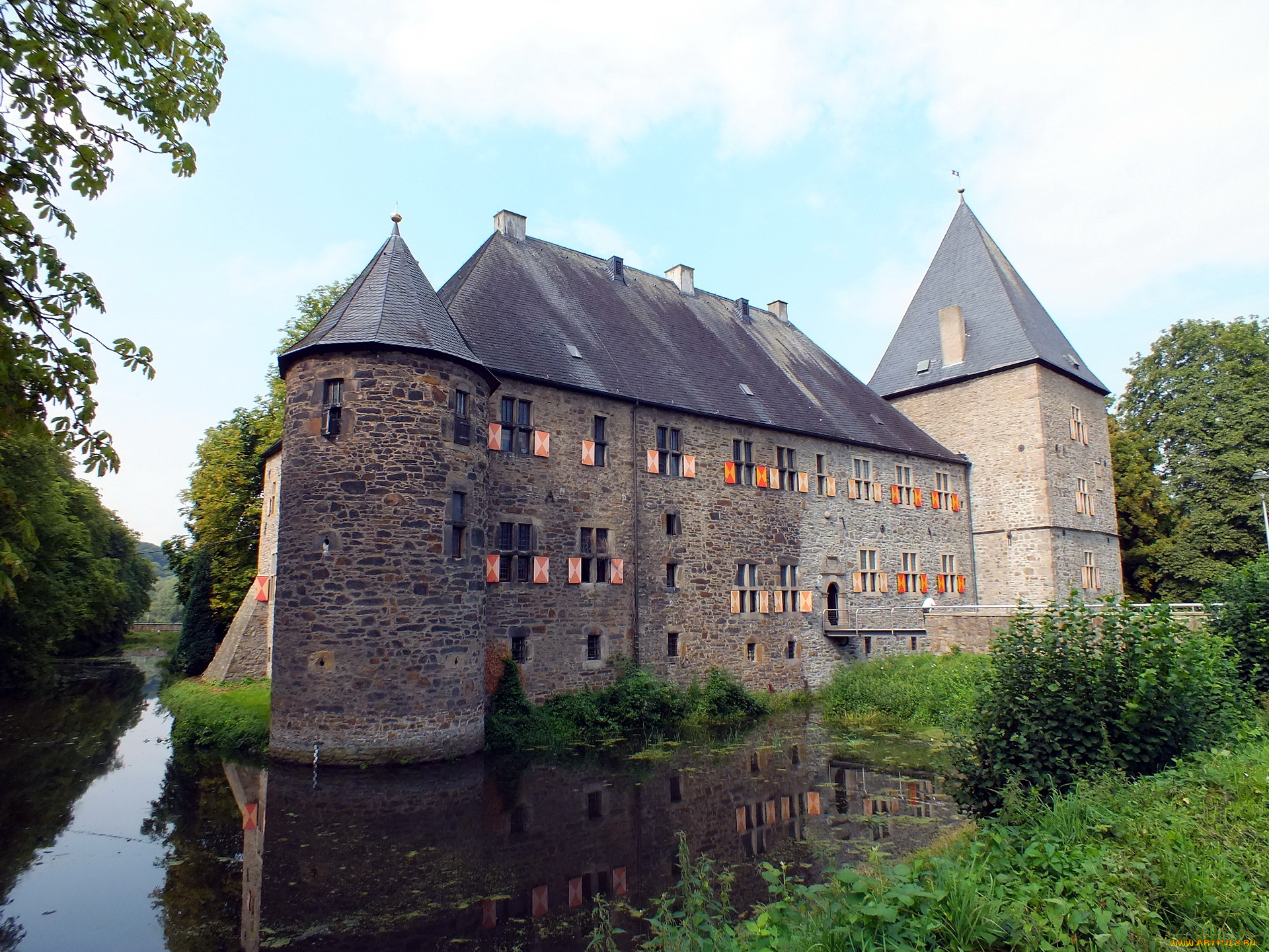 burg, haus, kemnade, германия, города, дворцы, замки, крепости, вода, ров