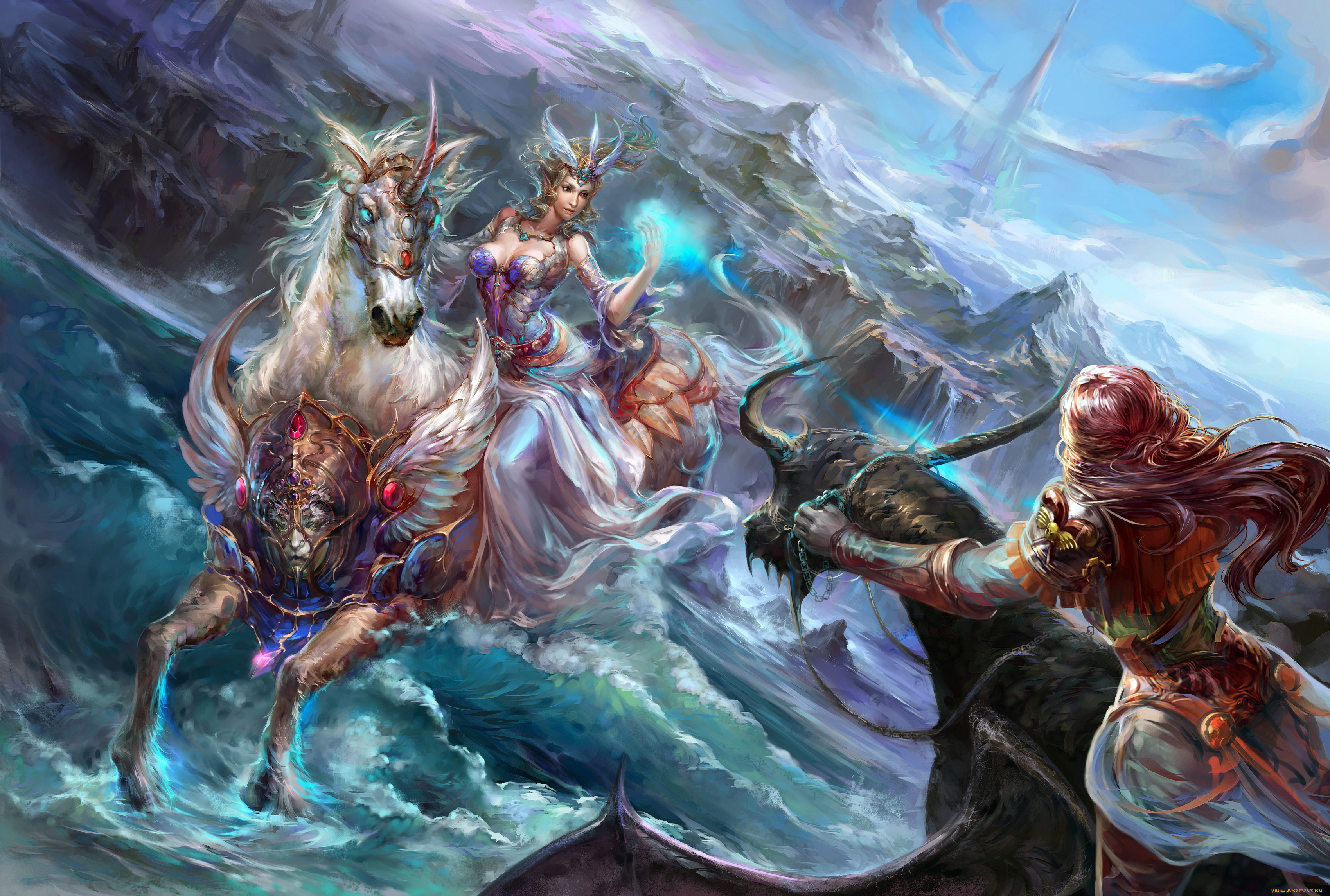 forsaken, world, видео, игры, магия, встреча, девушка, единорог