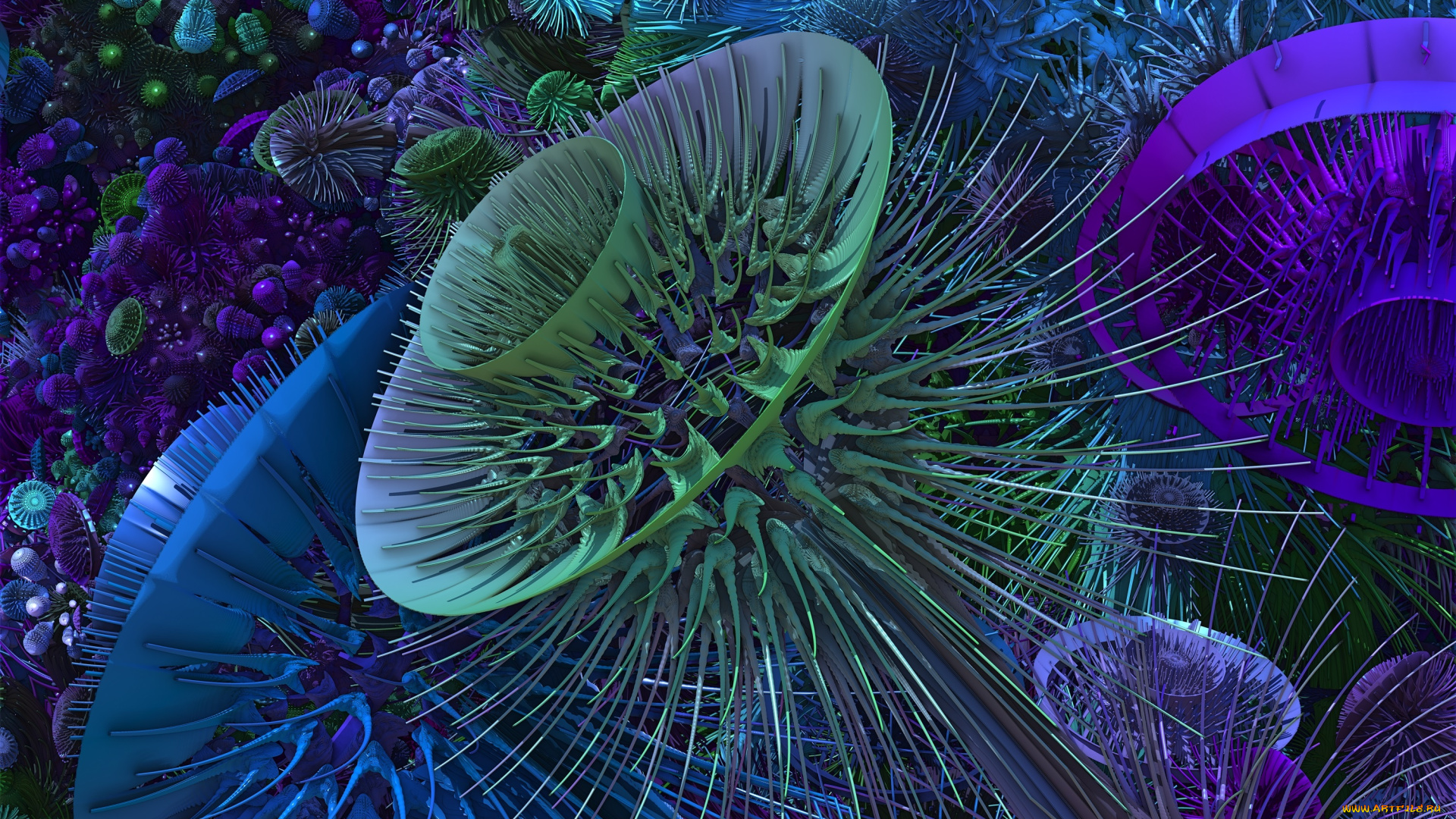 3д, графика, fractal, фракталы, фон, цвет, узор