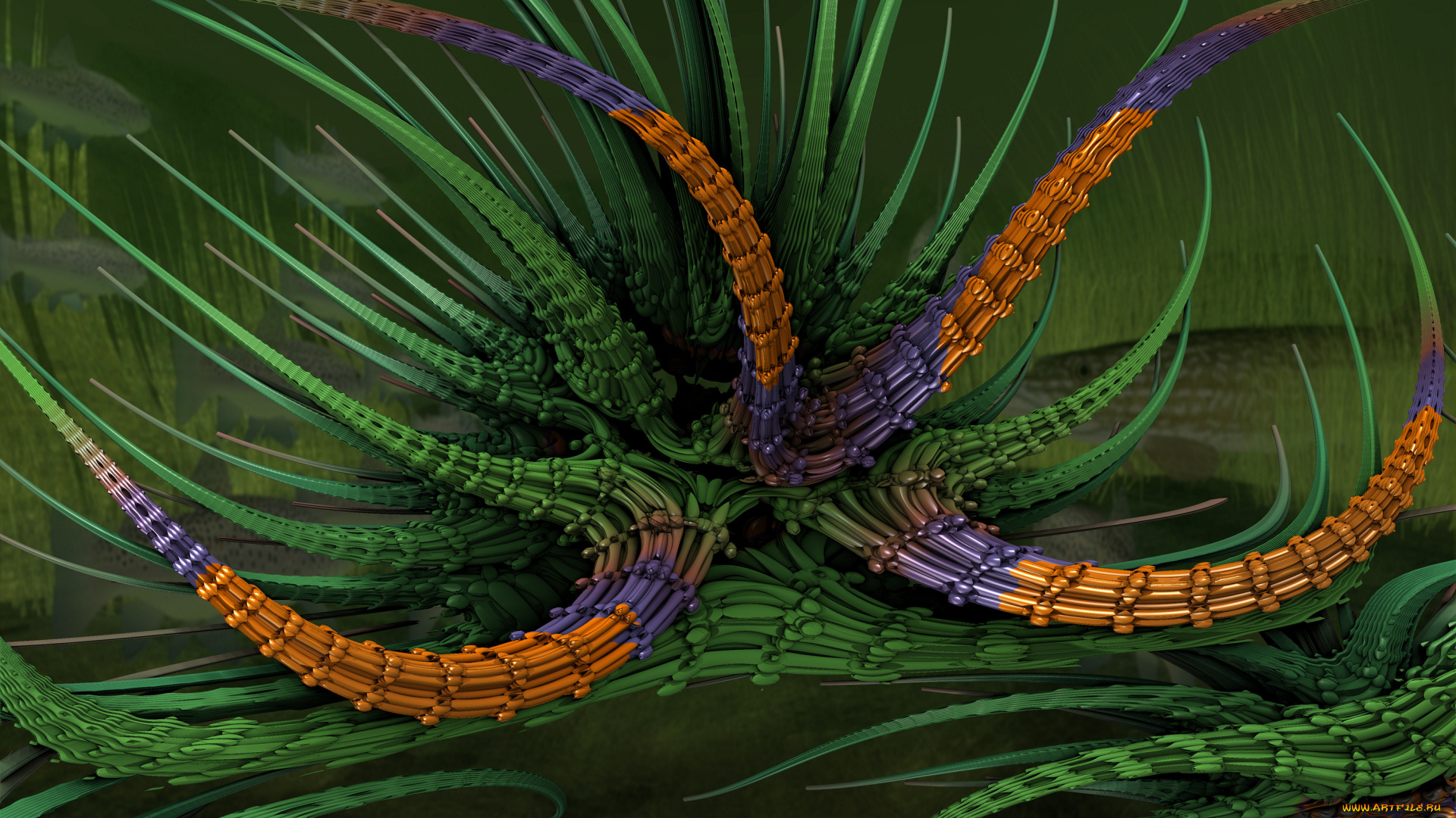 3д, графика, fractal, фракталы, узор, фон, цвет