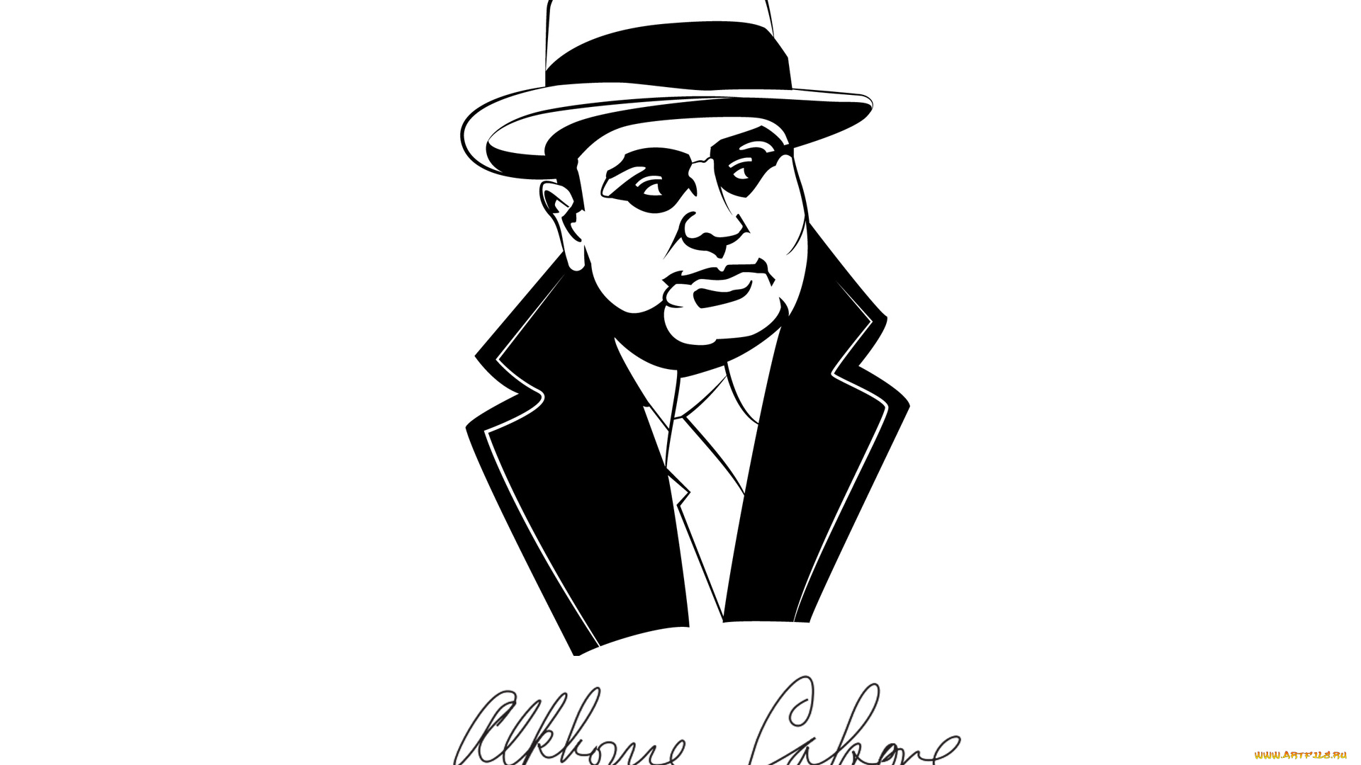al, capone, рисованные, люди, чёрный, белый, гангстер