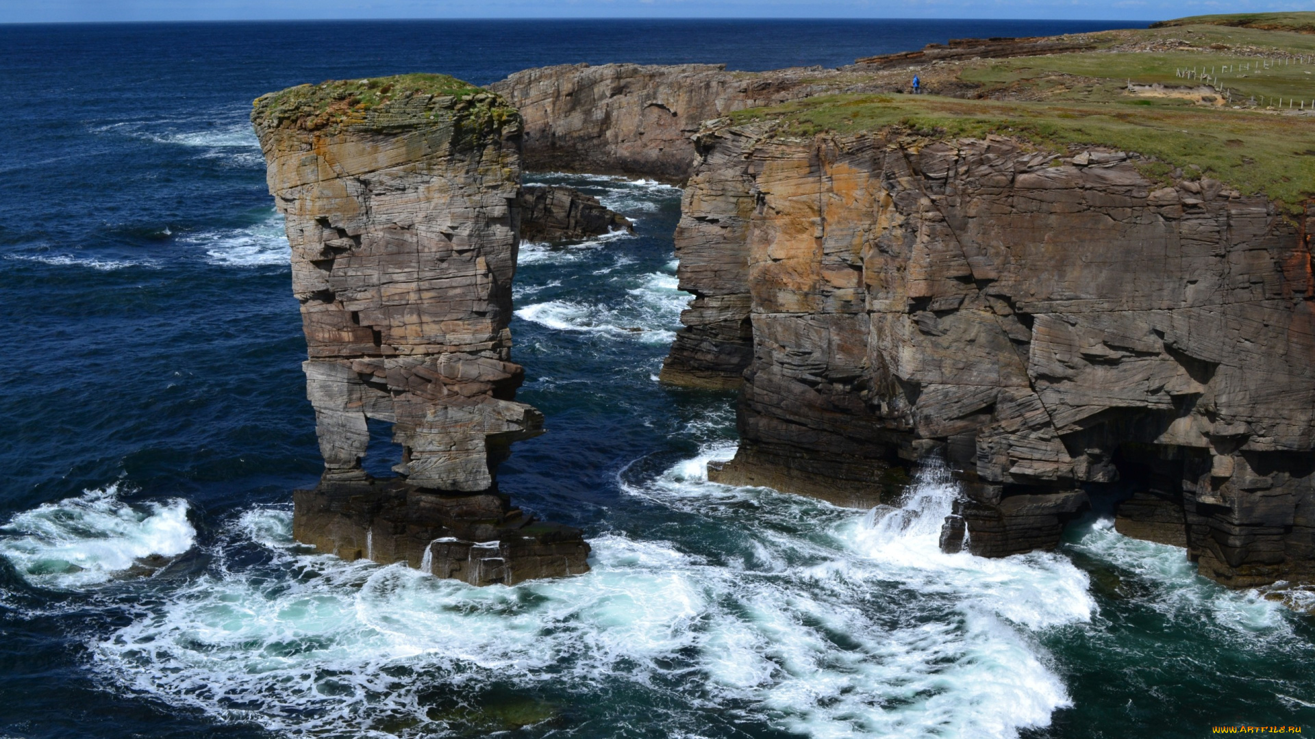 природа, побережье, скалы, океан, горизонт