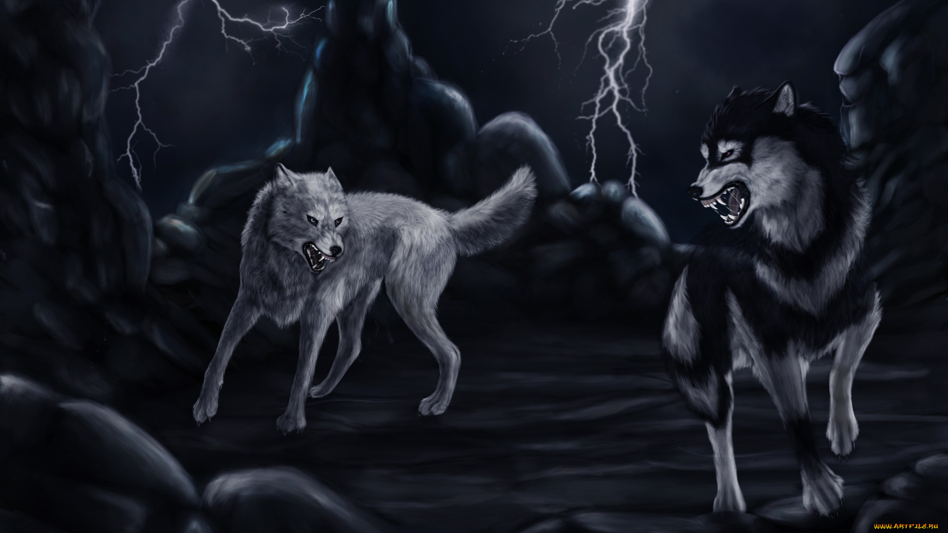 рисованные, животные, собаки, молния