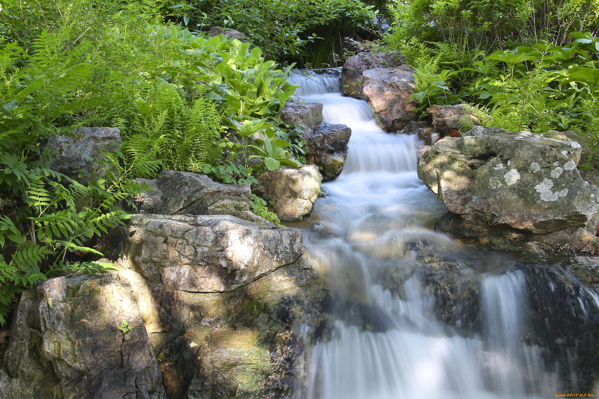 chicago, botanic, garden, glencoe, illinois, природа, водопады, Чикагский, ботанический, сад, гленко, иллинойс, каскад, камни