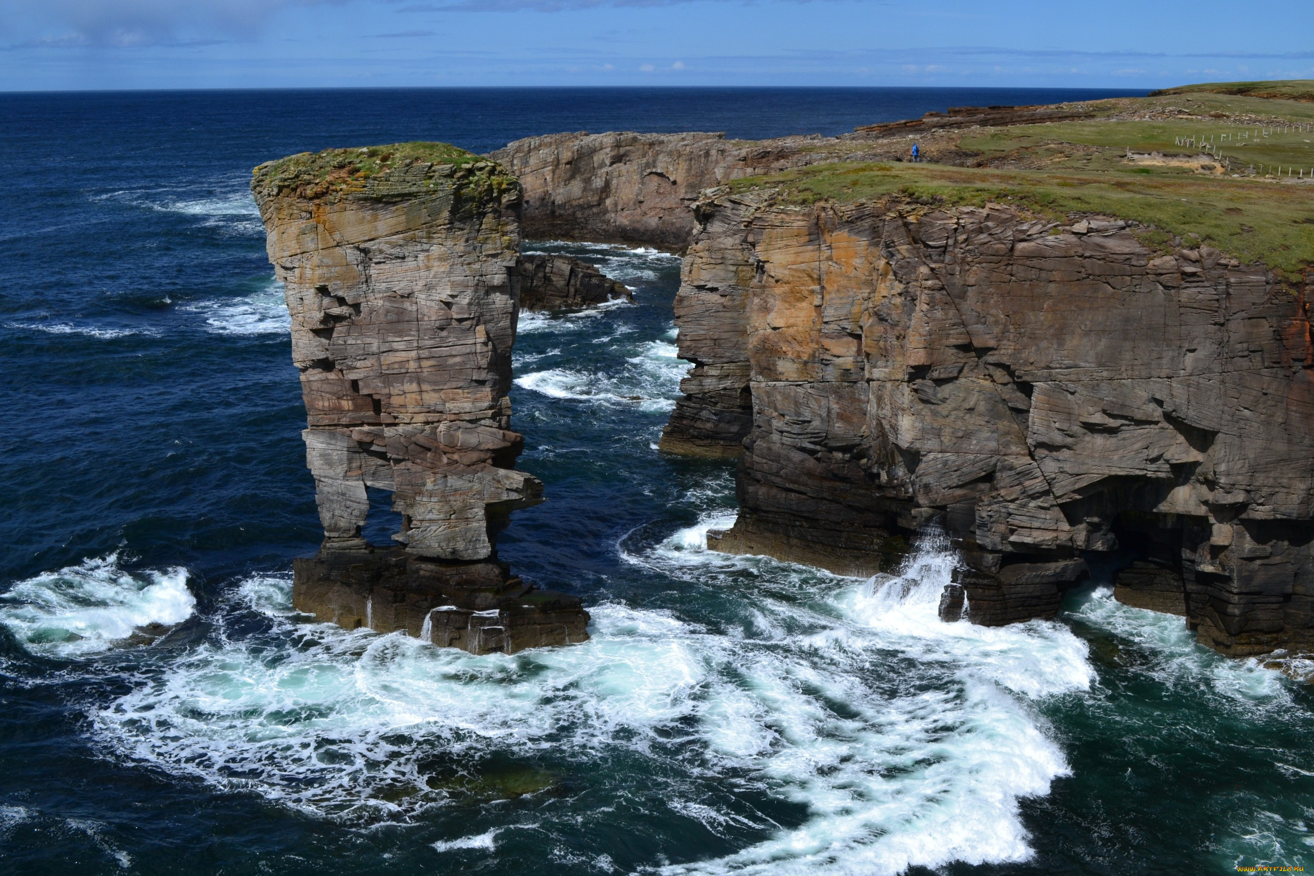 природа, побережье, скалы, океан, горизонт